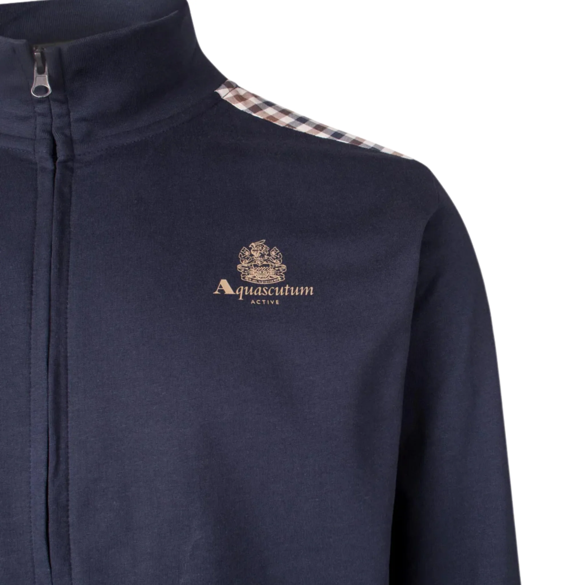 Mens Aquascutum Navy Shoulder Patch Zip Through Sweatshirt - Image 2