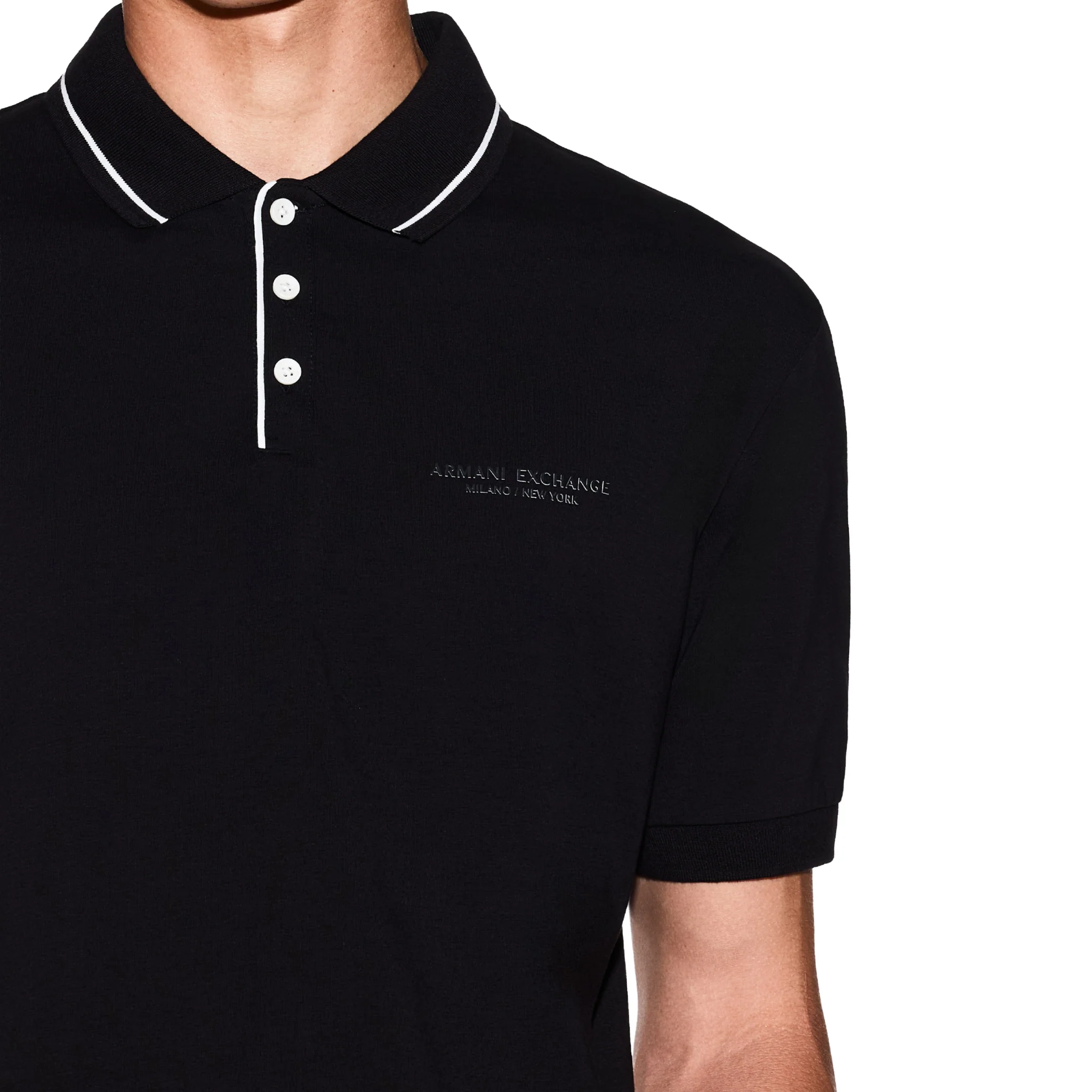 Mens Armani Exchange Black Milano/New York S/s Polo Shirt - Image 2