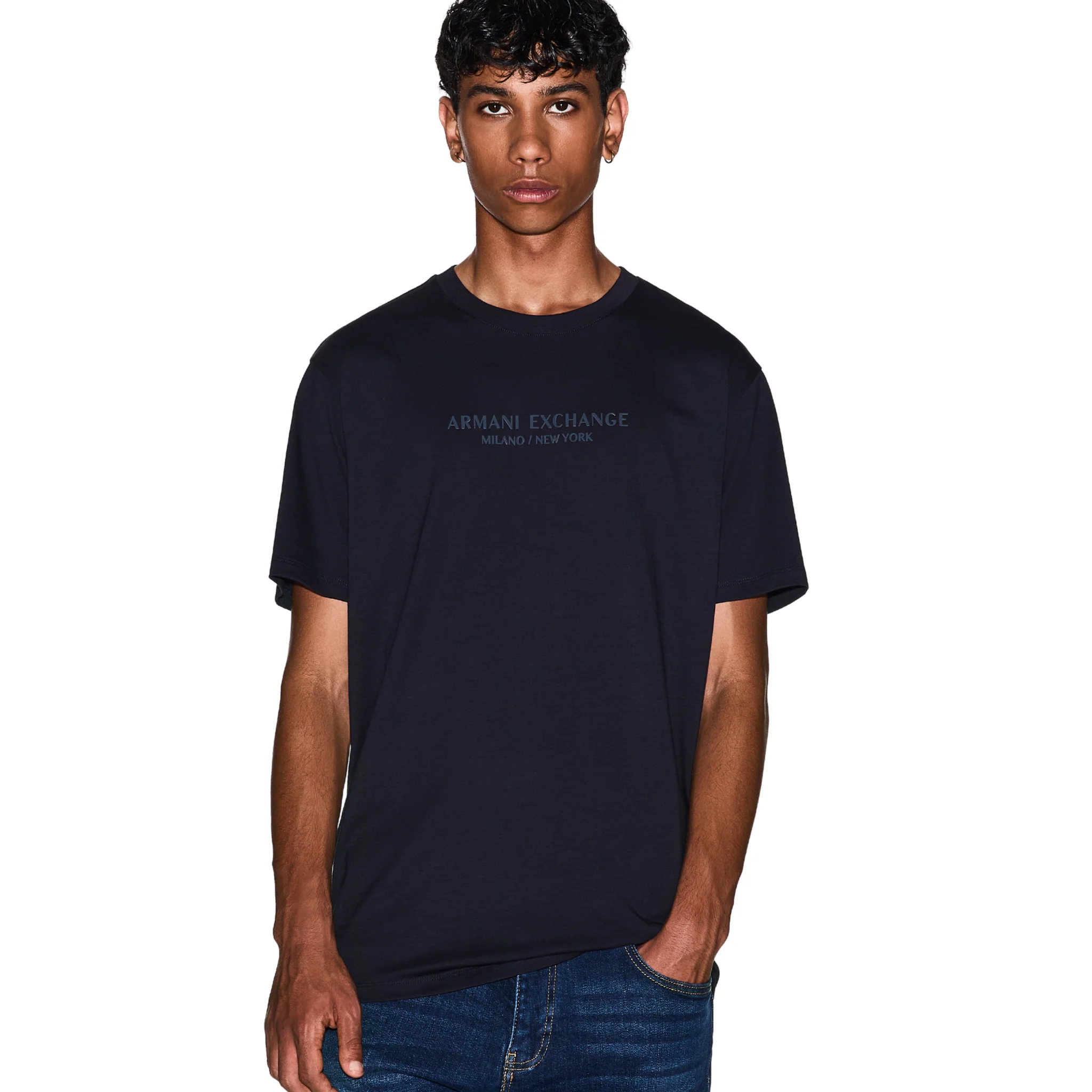 Mens Armani Exchange Deep Navy Milano/New York S/s T Shirt - Image 3