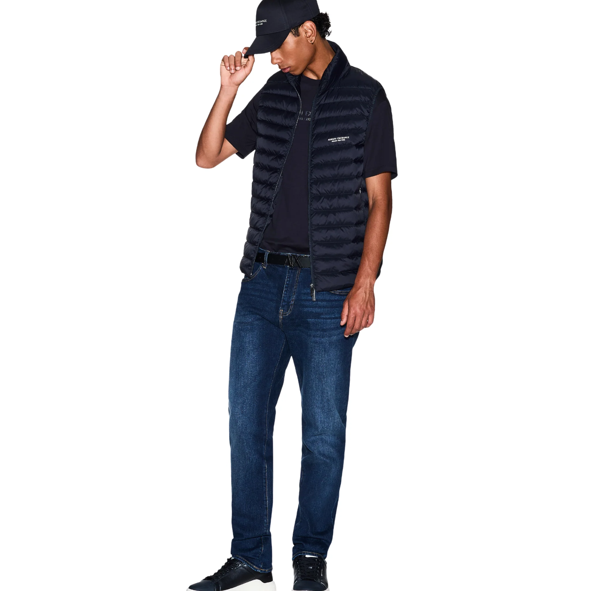 Mens Armani Exchange Deep Navy Milano/New York S/s T Shirt - Image 4