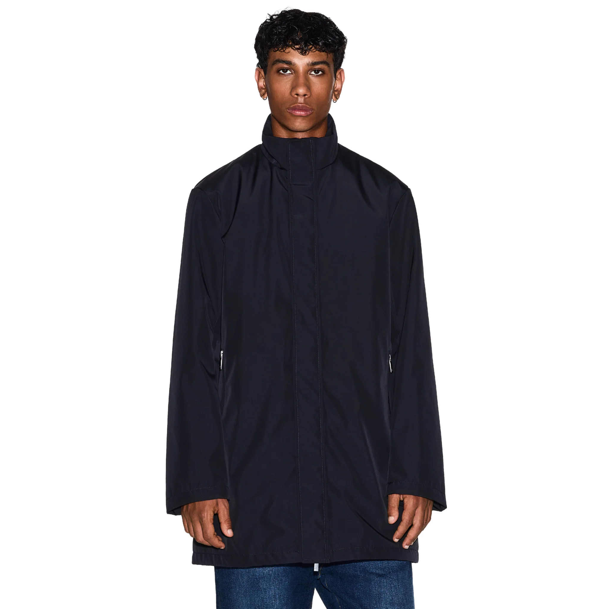 Mens Armani Exchange Deep Navy Trench Coat - Image 2