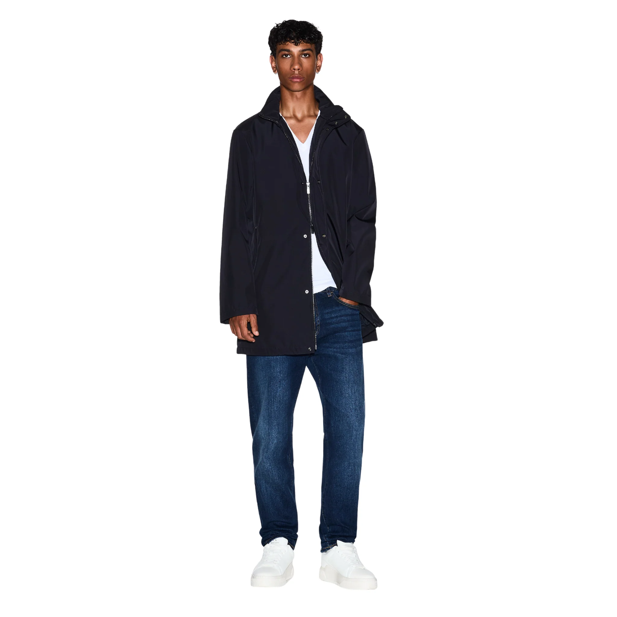 Mens Armani Exchange Deep Navy Trench Coat - Image 4