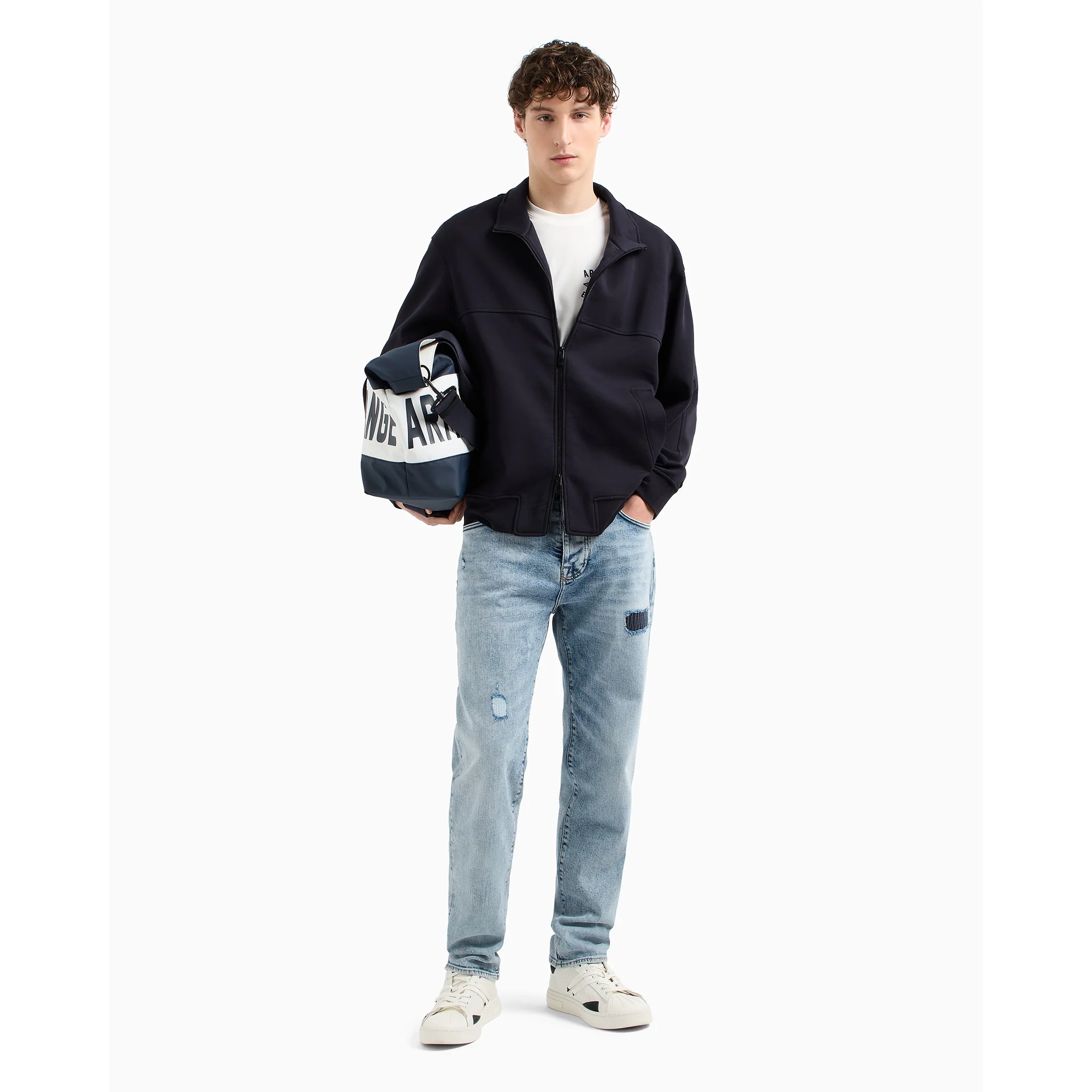 Mens Armani Exchange Deep Navy Zip Sweat Jacket - Image 3