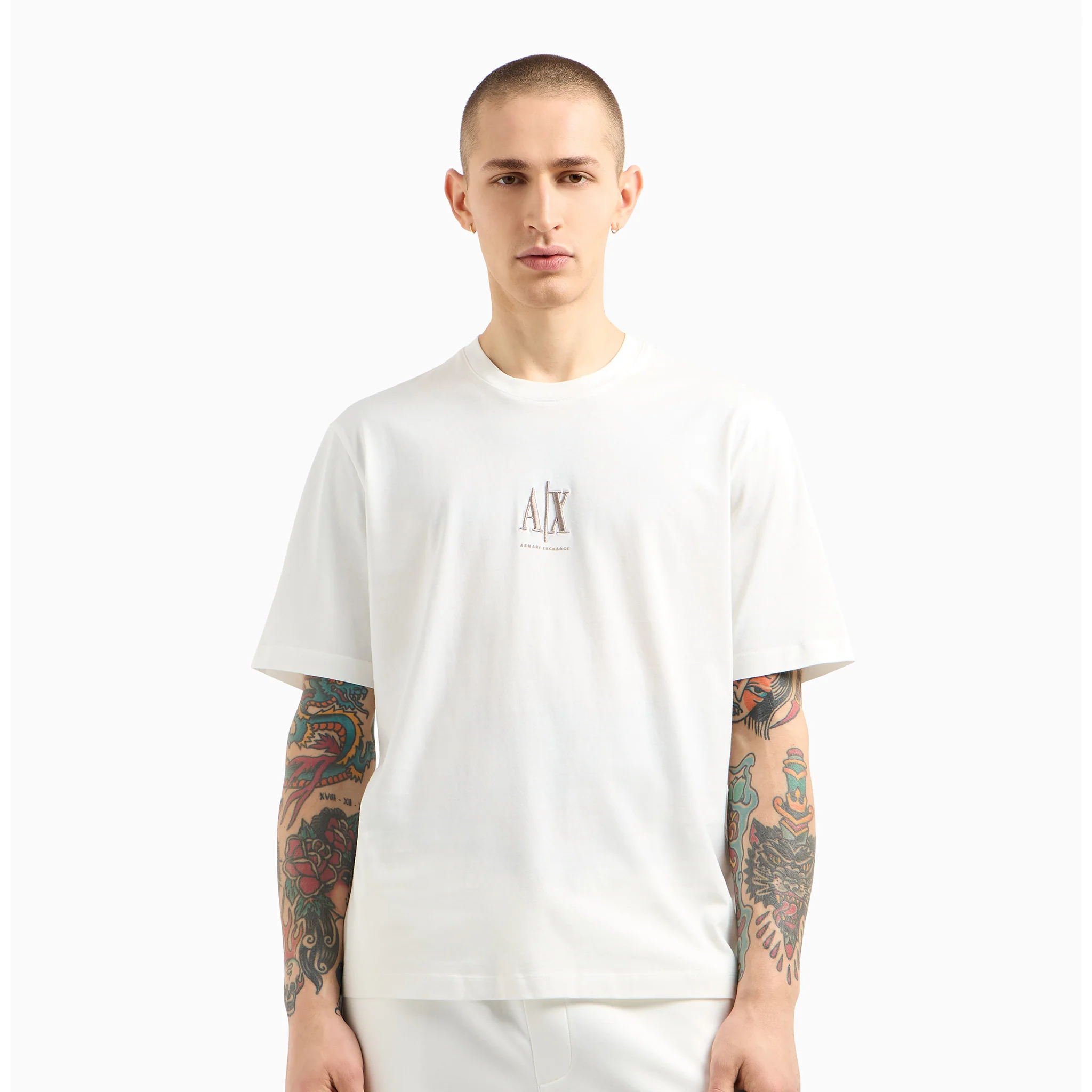 Mens Armani Exchange Off White Centre Icon S/s T Shirt - Image 3