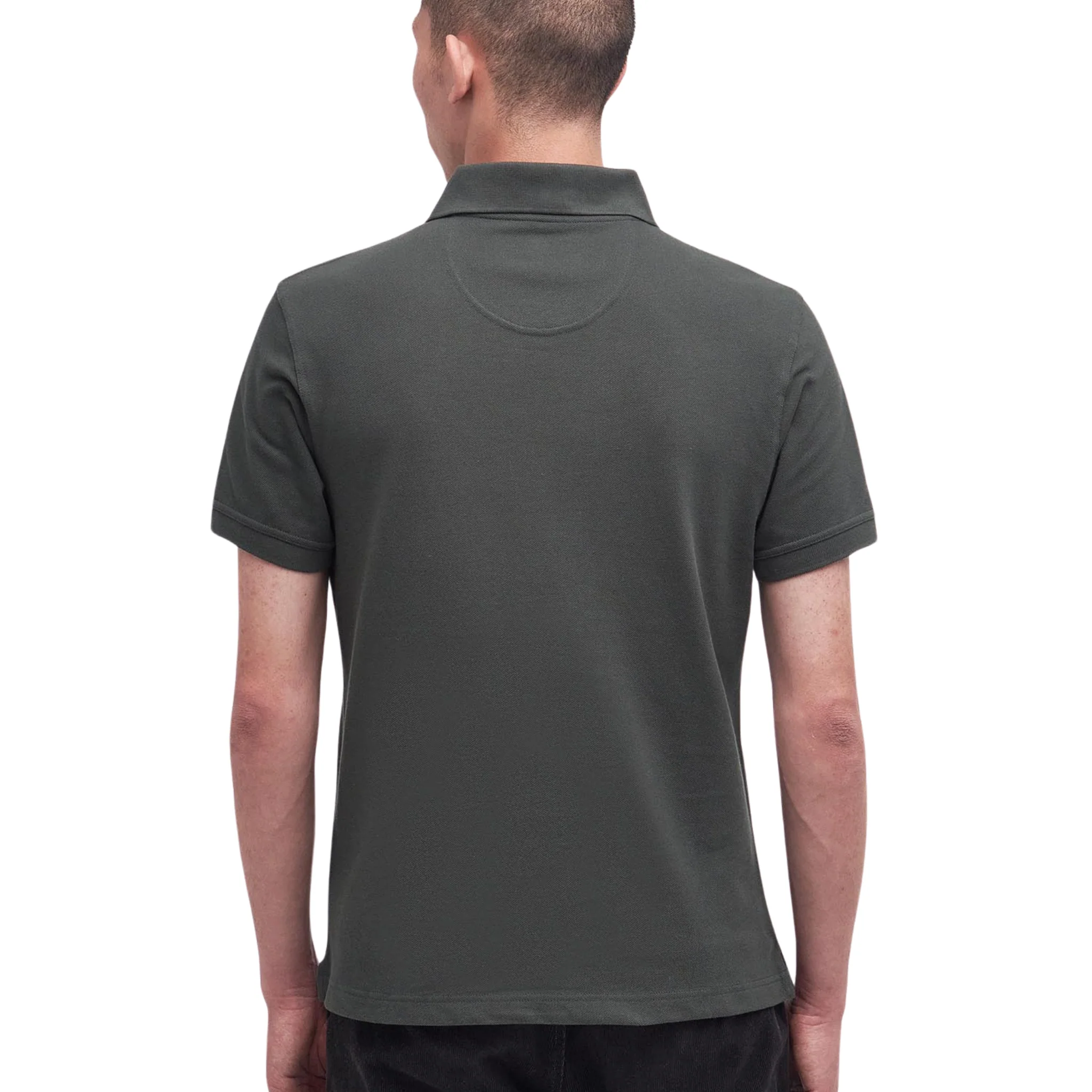 Mens Barbour Forest Green Tartan Pique S/s Polo Shirt - Image 3