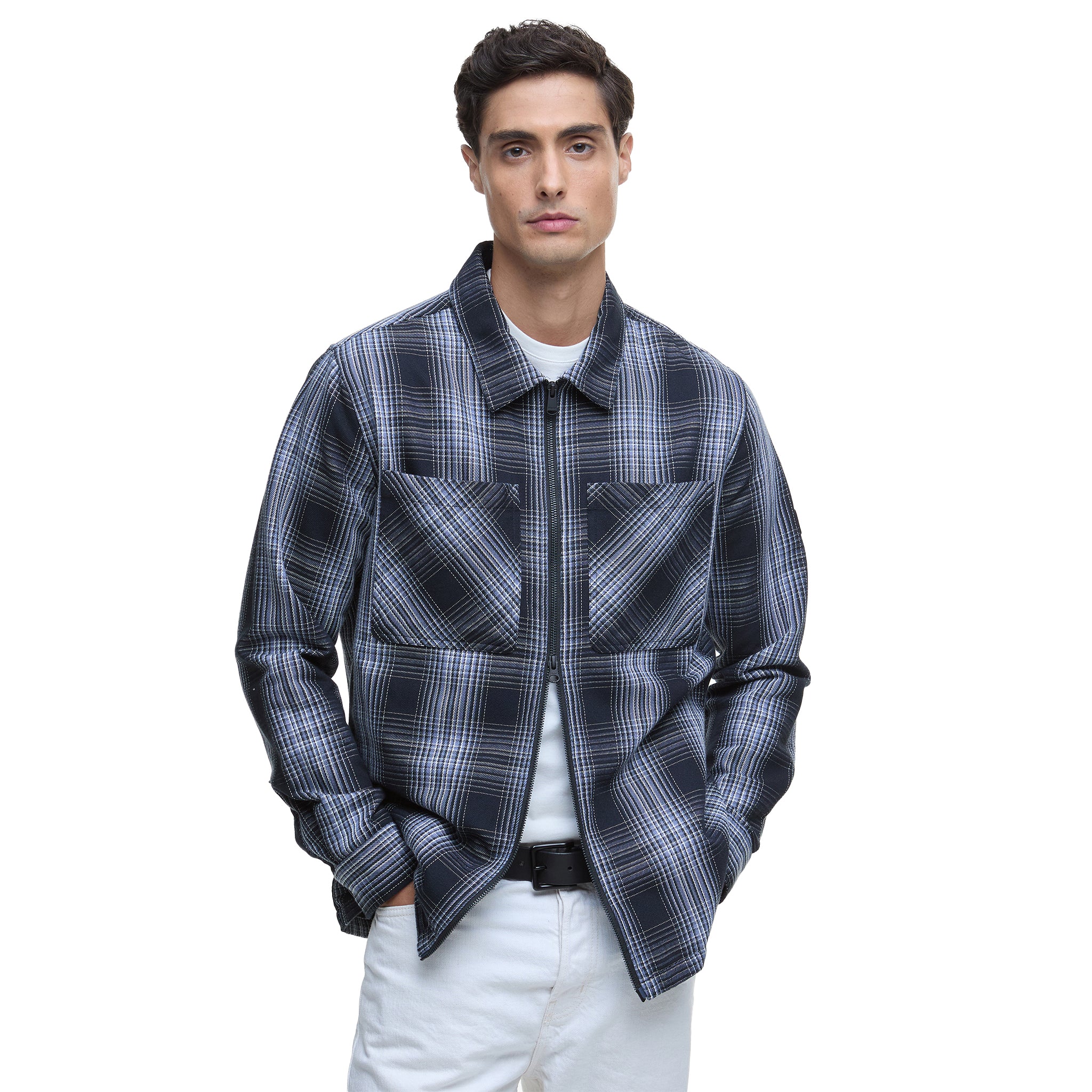 Mens Barbour International Black Arne Checked Zip Overshirt - Image 2