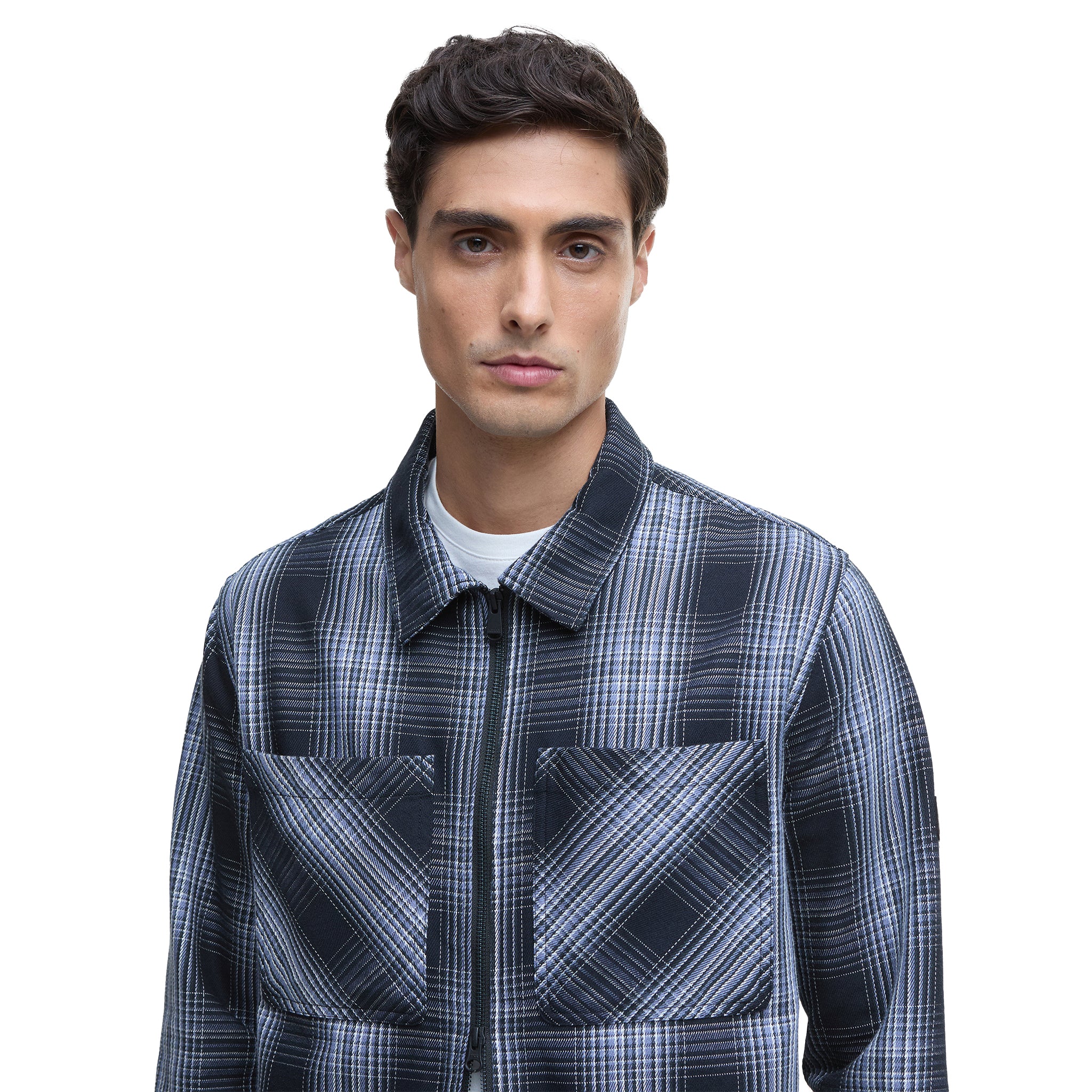 Mens Barbour International Black Arne Checked Zip Overshirt - Image 3