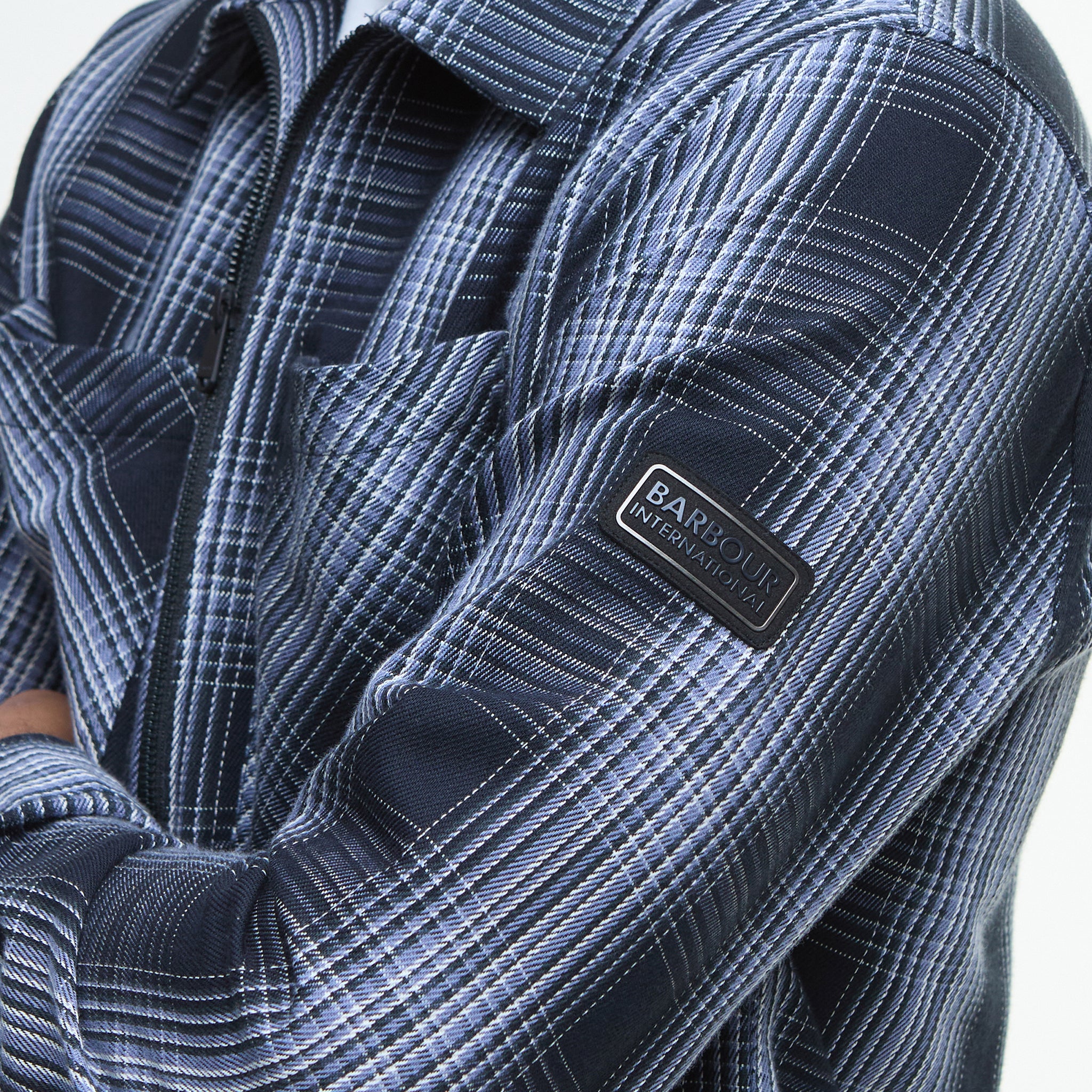 Mens Barbour International Black Arne Checked Zip Overshirt - Image 5