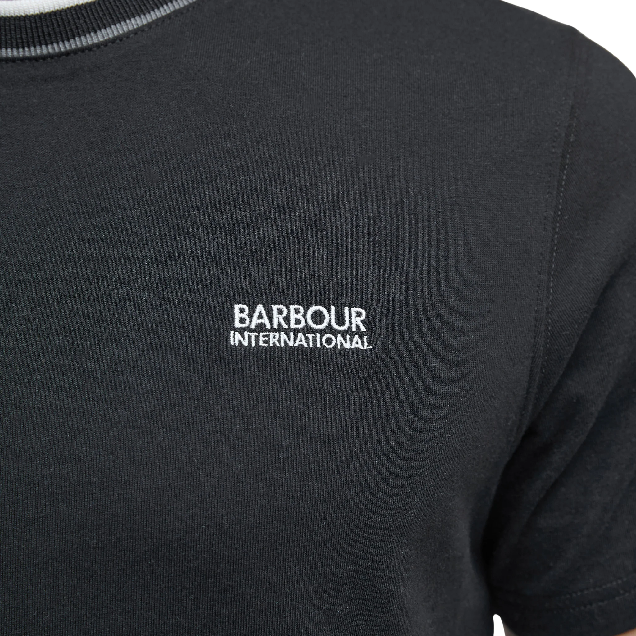 Mens Barbour International Black Buxton Tipped S/s T Shirt - Image 4