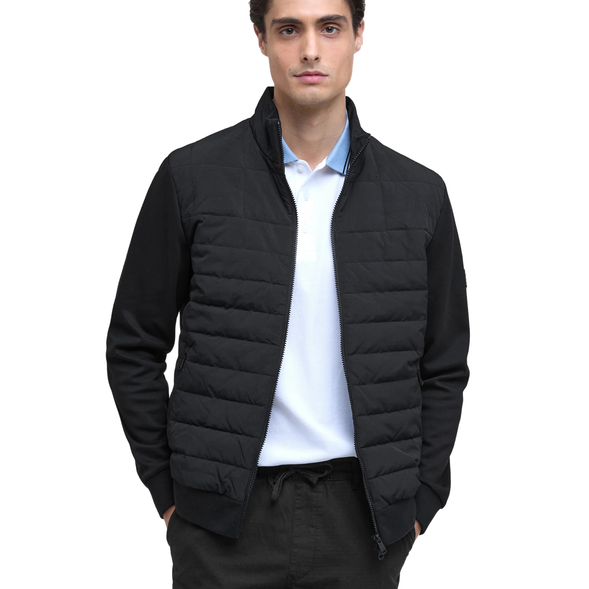 Mens Barbour International Black Collins Baffle Quilted Sweat Jacket - Image 2
