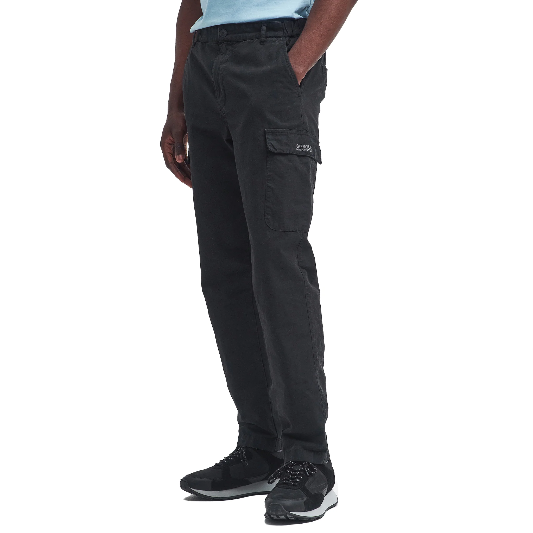 Mens Barbour International Black Ripstop Cargo Trousers - Image 2