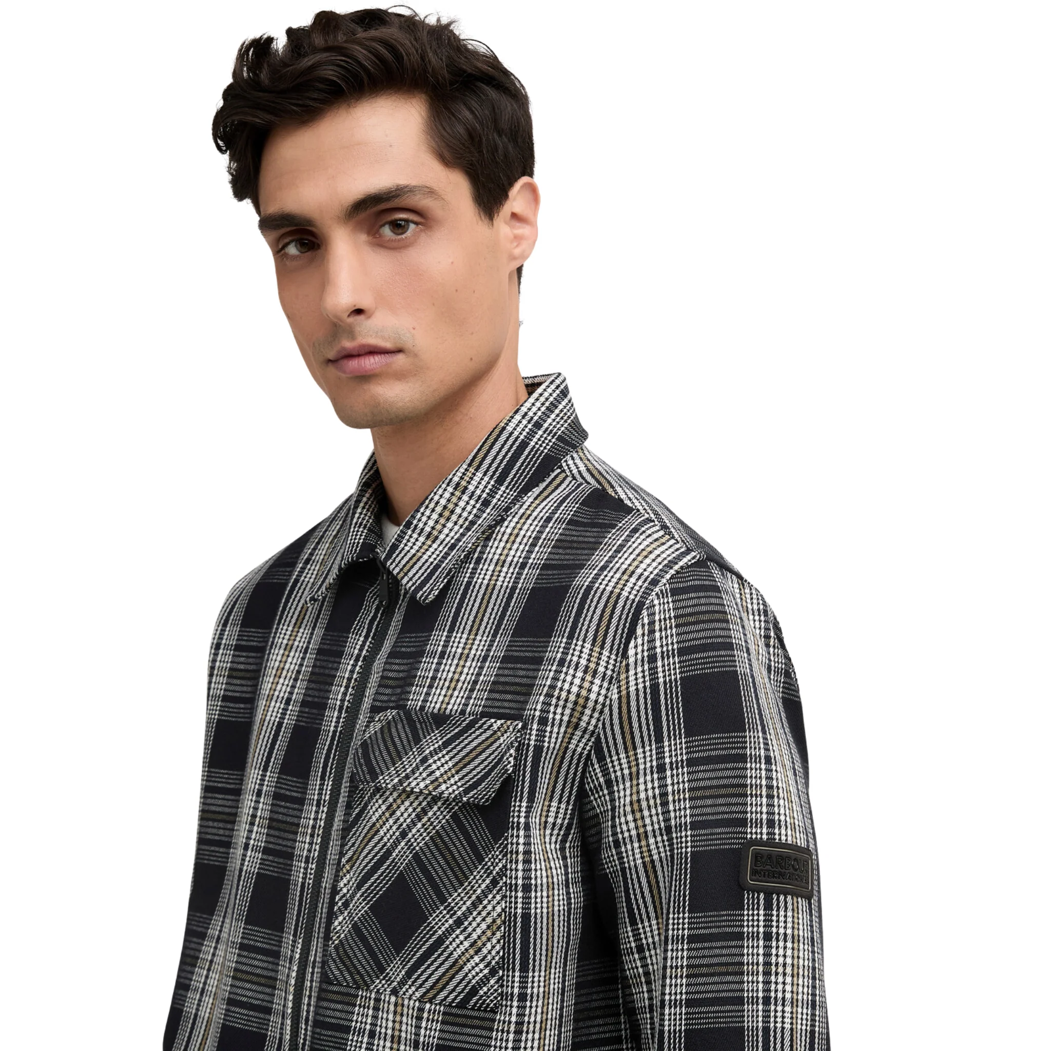 Mens Barbour International Black Seafield Check Overshirt - Image 6