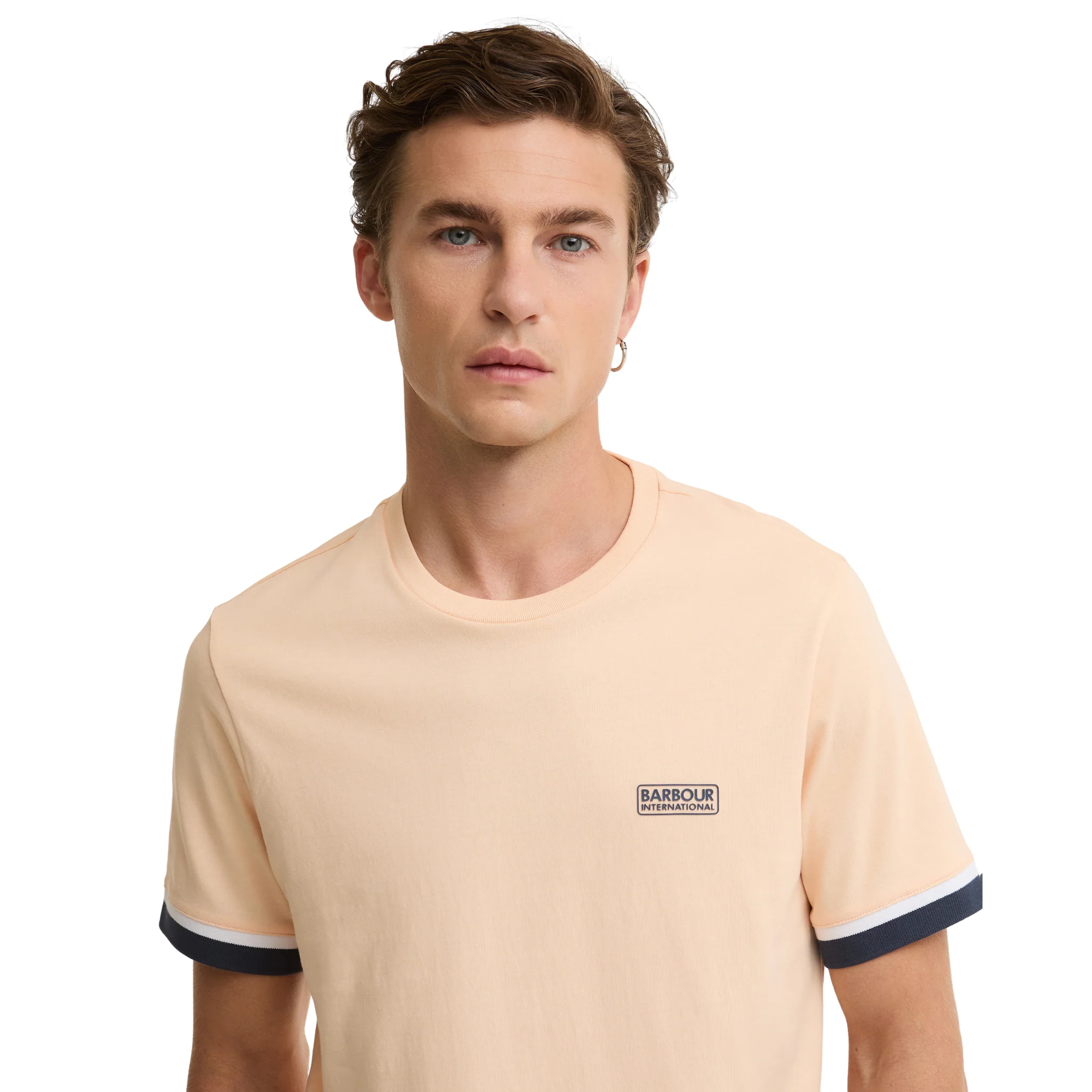 Mens Barbour International Bleached Apricot Deep Cuff Evan S/s T Shirt - Image 3
