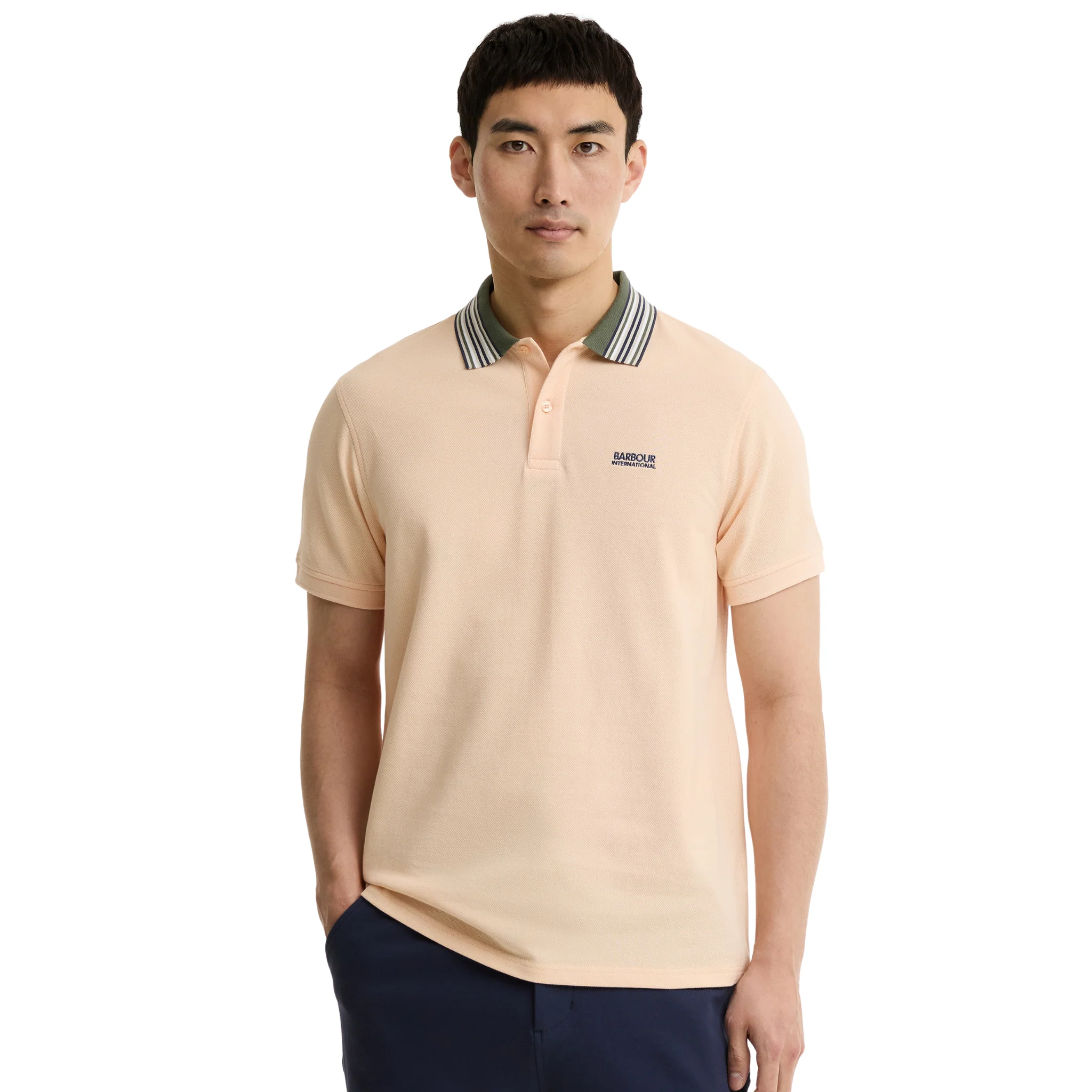 Mens Barbour International Bleached Apricot Neville S/s Polo Shirt - Image 2