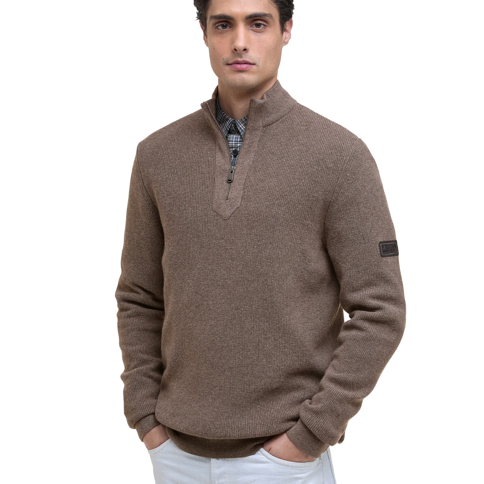 Mens Barbour International Brindle Crawley Funnel Neck Half Zip Knit - Image 3