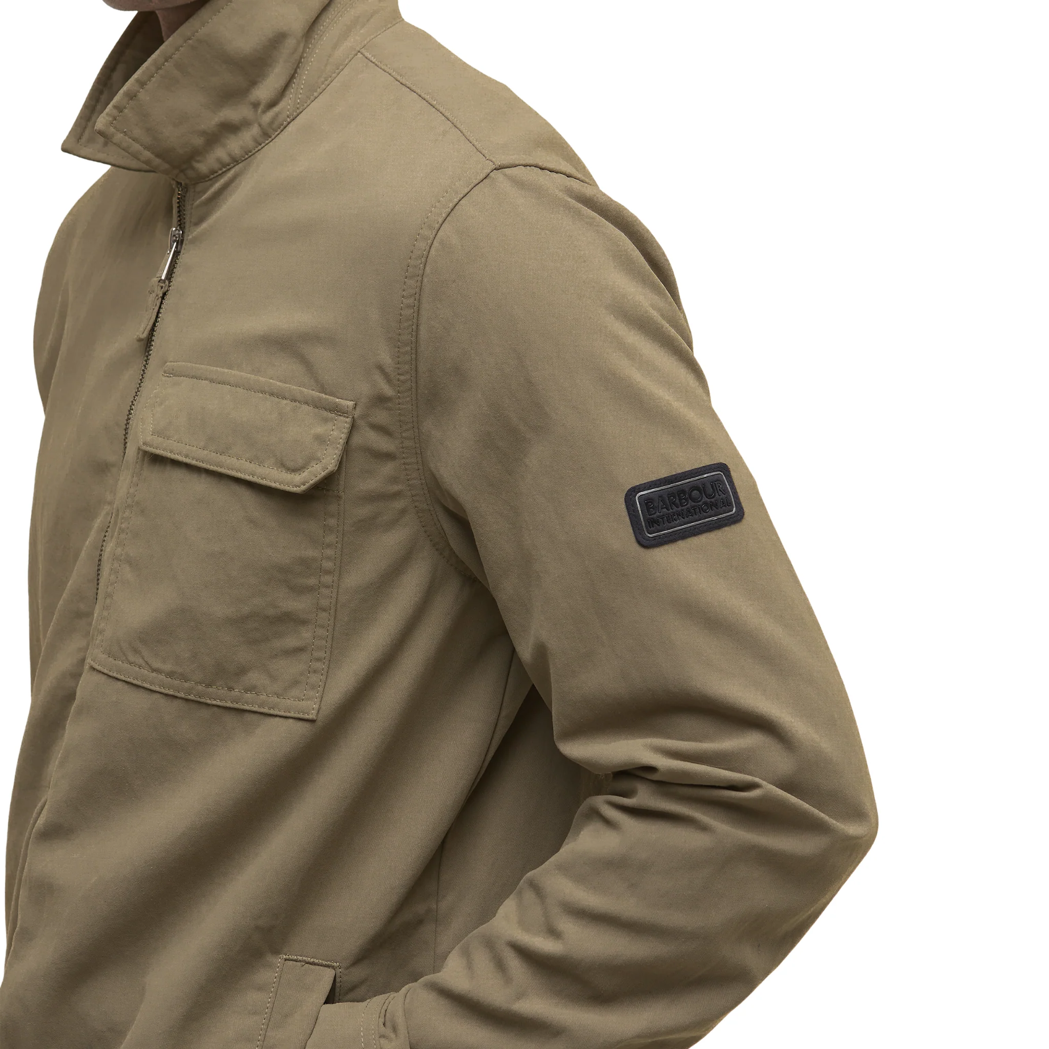 Mens Barbour International Brindle Maze Peached Zip Overshirt - Image 4