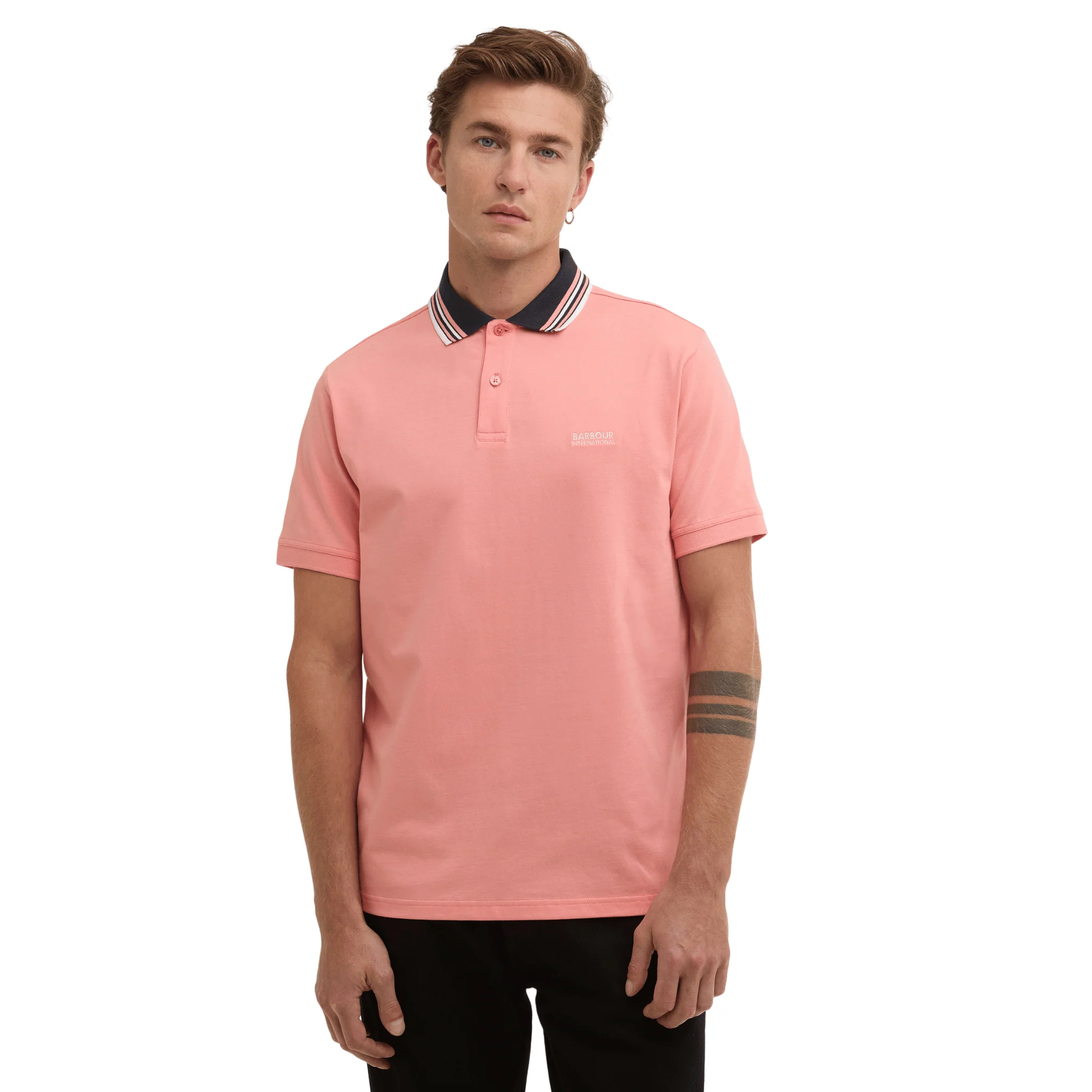 Mens Barbour International Burnt Coral Burnwood S/s Polo - Image 3