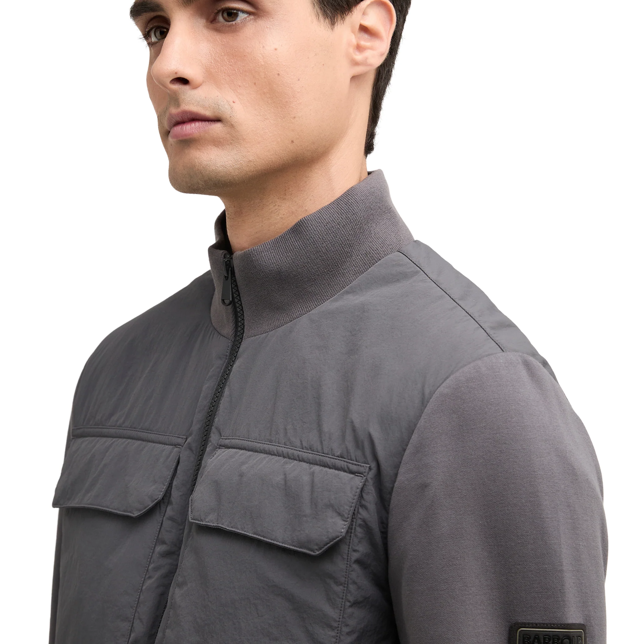 Mens Barbour International Charcoal Ethan Quilted Sweat Jacket - Image 4