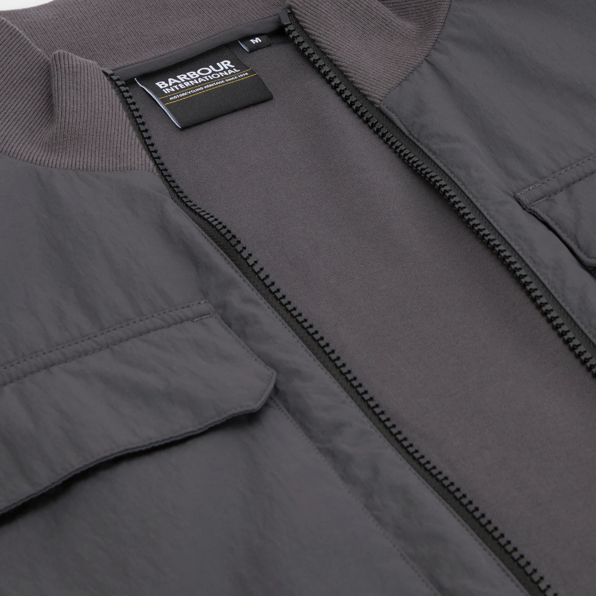 Mens Barbour International Charcoal Ethan Quilted Sweat Jacket - Image 6
