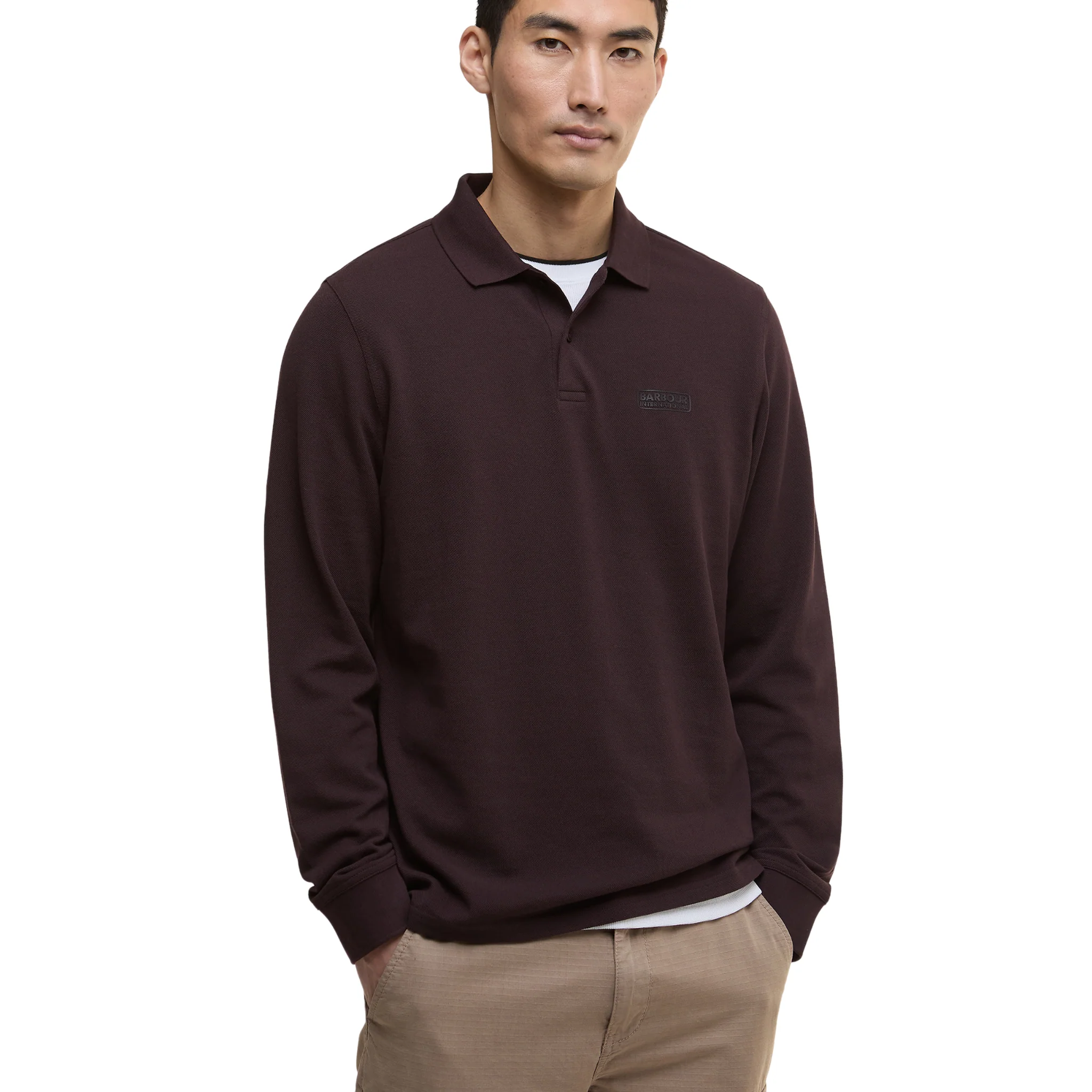 Mens Barbour International Java Red L/s Polo Shirt - Image 2
