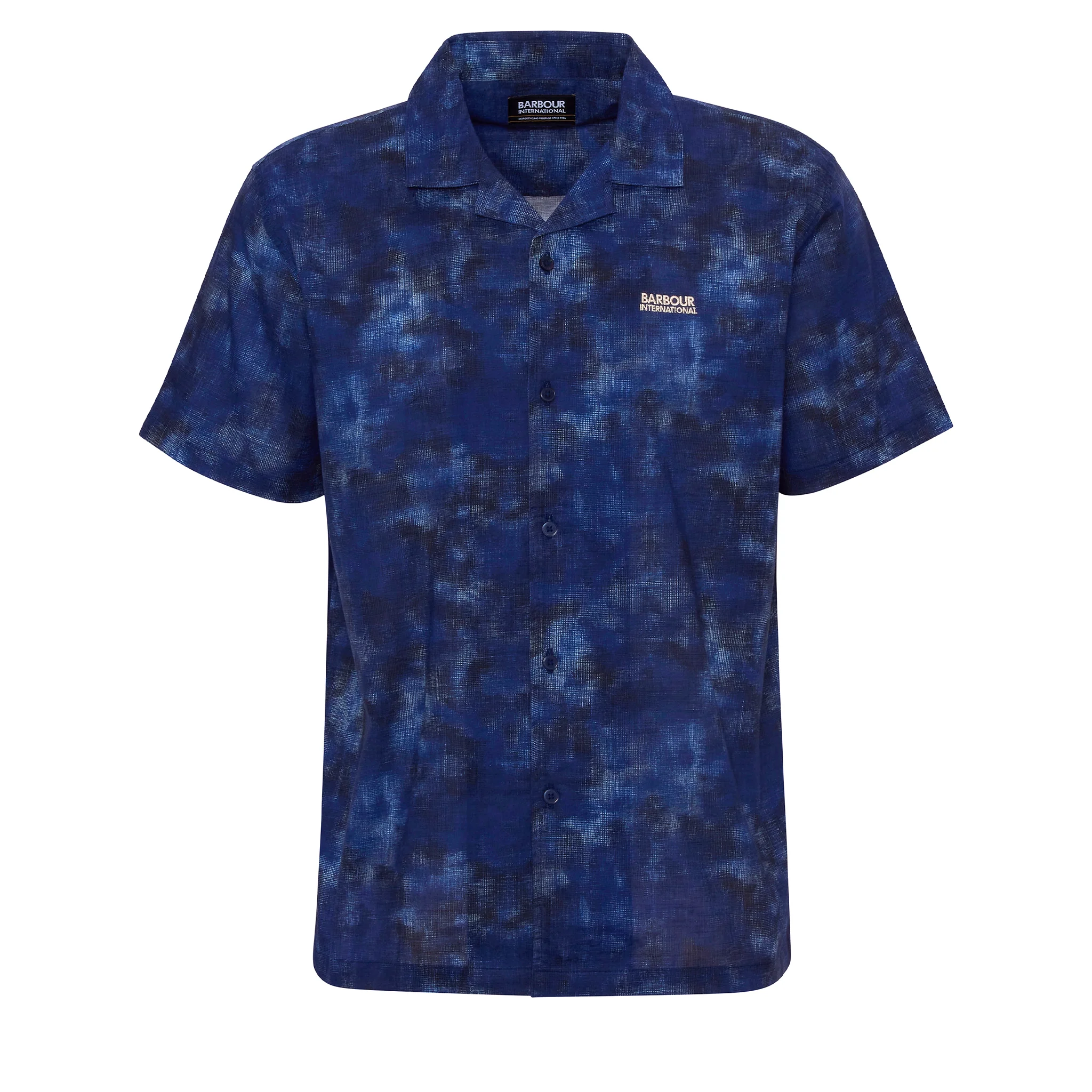 Mens Barbour International Midnight Blue Camo Ikat Summer S/s Shirt - Image 2