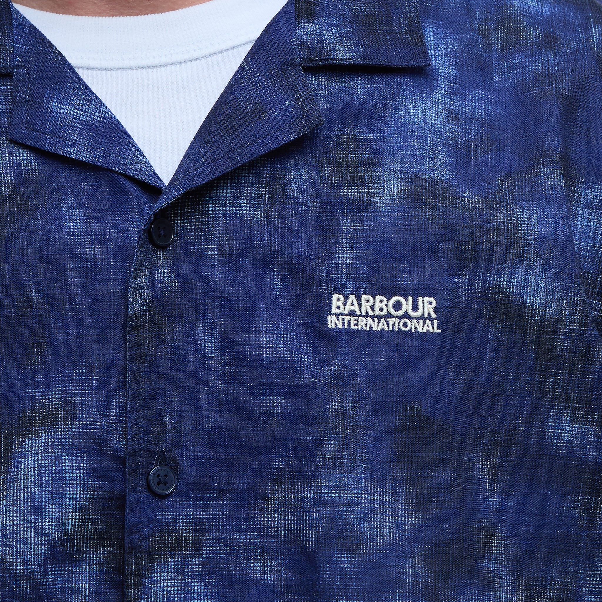 Mens Barbour International Midnight Blue Camo Ikat Summer S/s Shirt - Image 5