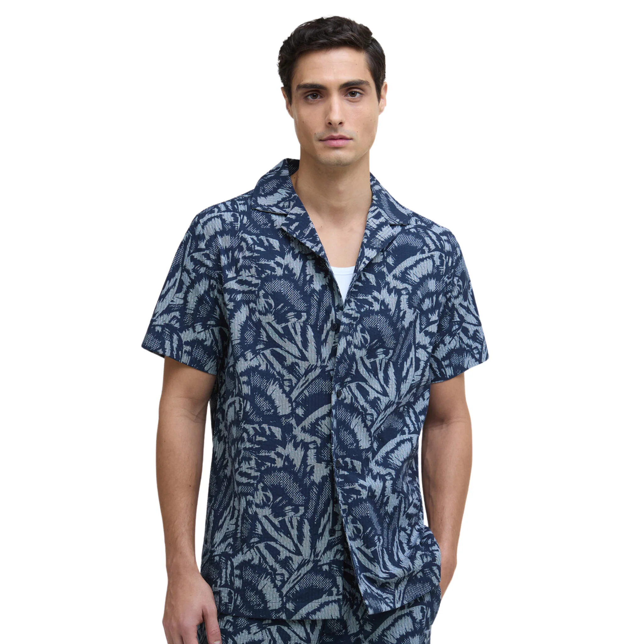 Mens Barbour International Navy Kew Printed S/s Shirt - Image 2