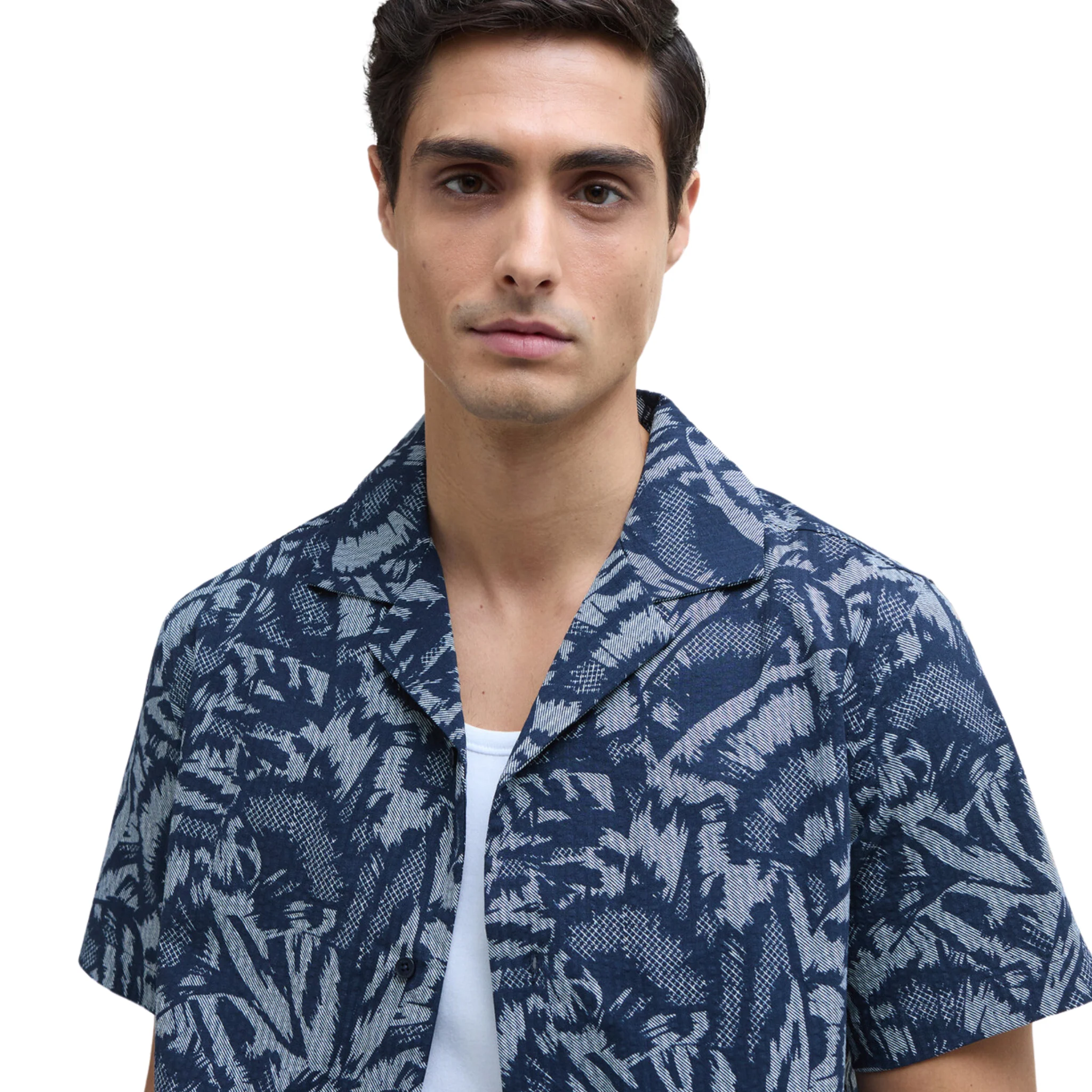 Mens Barbour International Navy Kew Printed S/s Shirt - Image 3