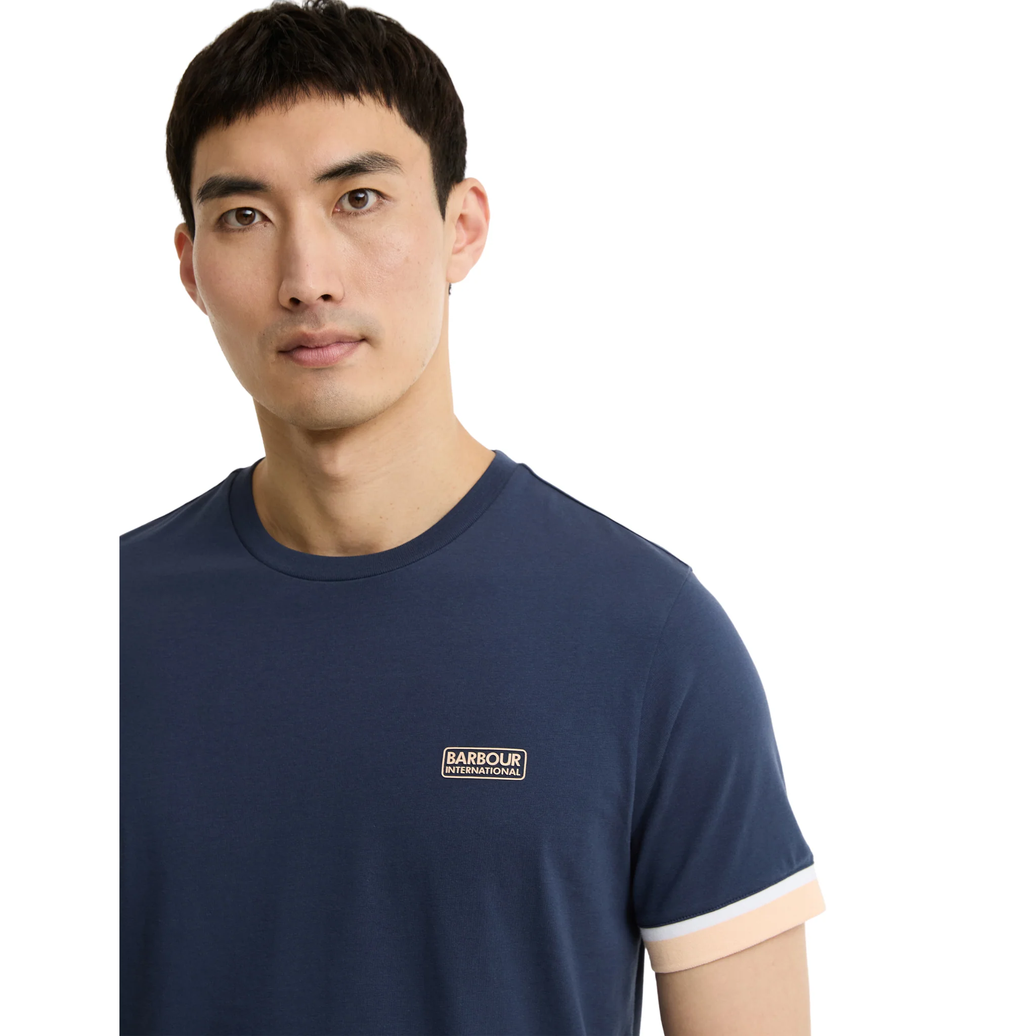 Mens Barbour International Oxford Navy Deep Cuff Evan S/s T Shirt - Image 3