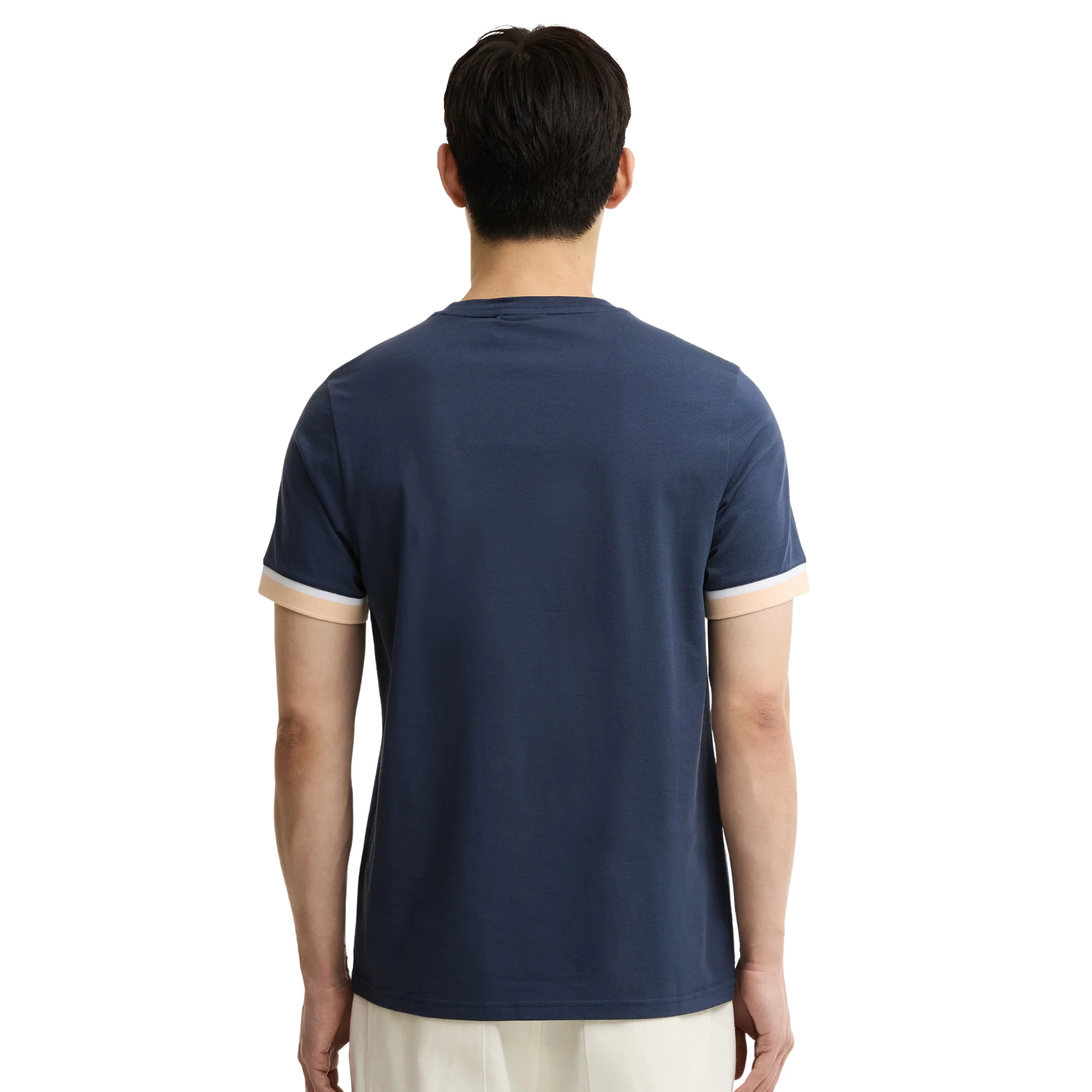 Mens Barbour International Oxford Navy Deep Cuff Evan S/s T Shirt - Image 4