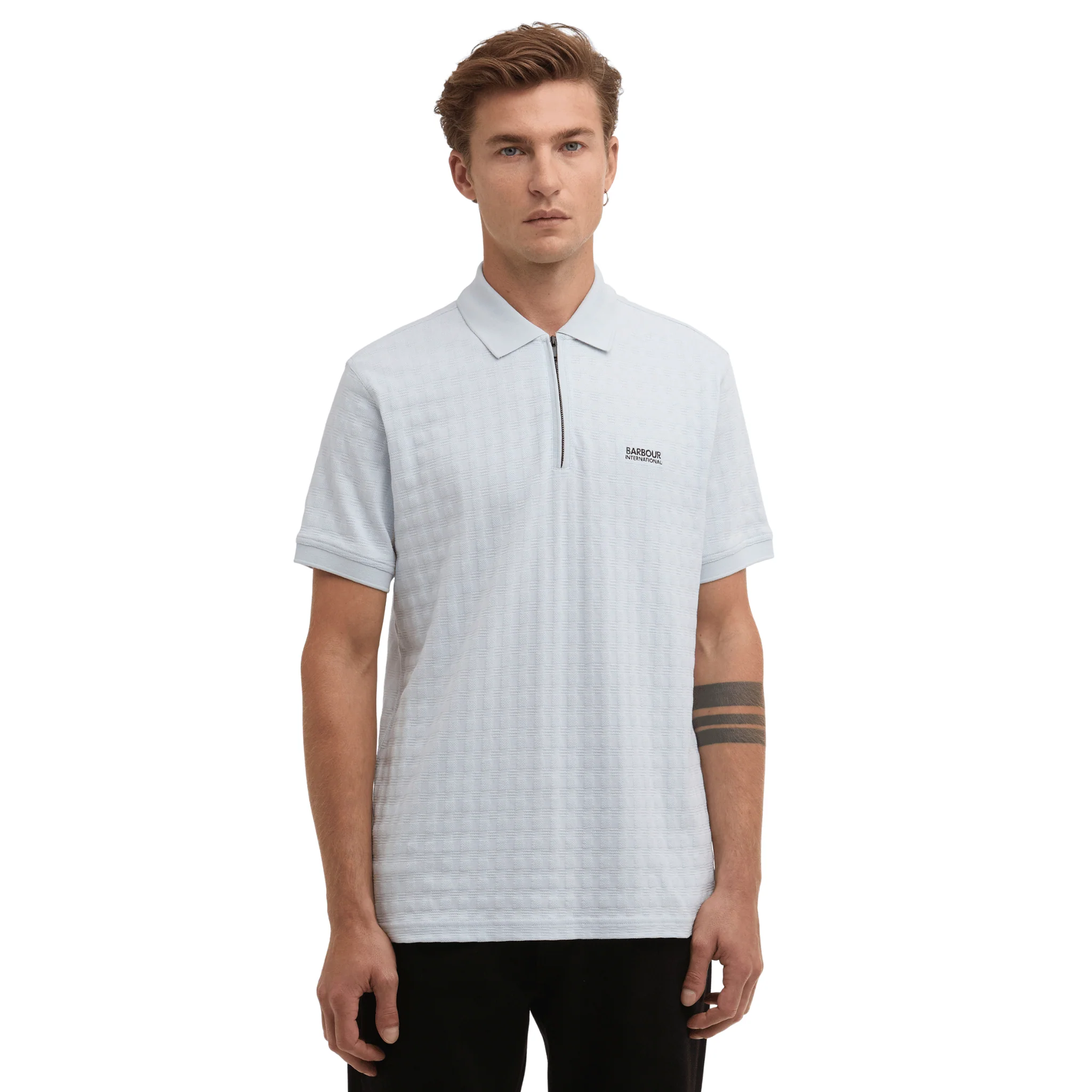 Mens Barbour International Skywriting Langston Zip S/s Polo - Image 3