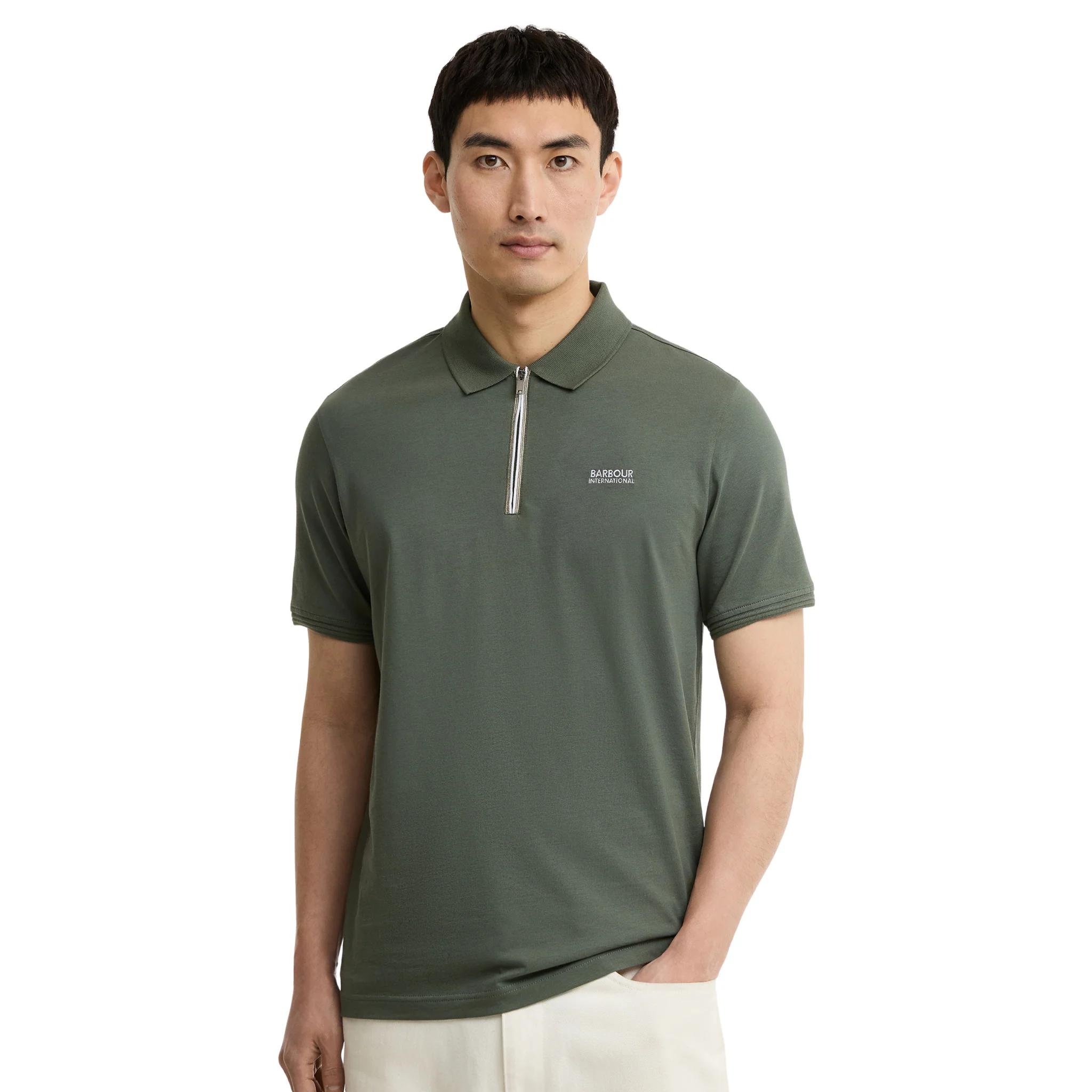 Mens Barbour International Thyme Ashmann Zip S/s Polo Shirt - Image 3