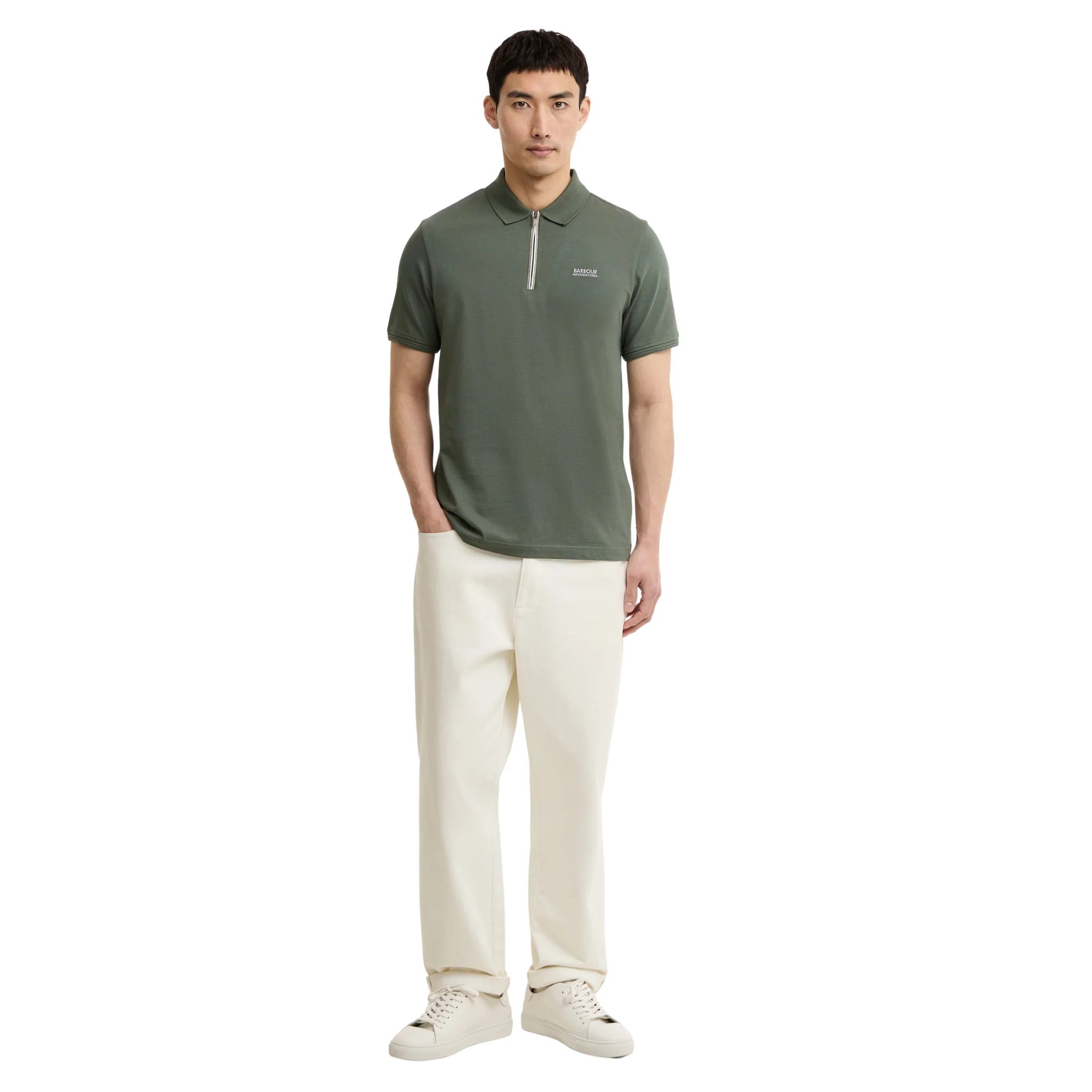 Mens Barbour International Thyme Ashmann Zip S/s Polo Shirt - Image 4