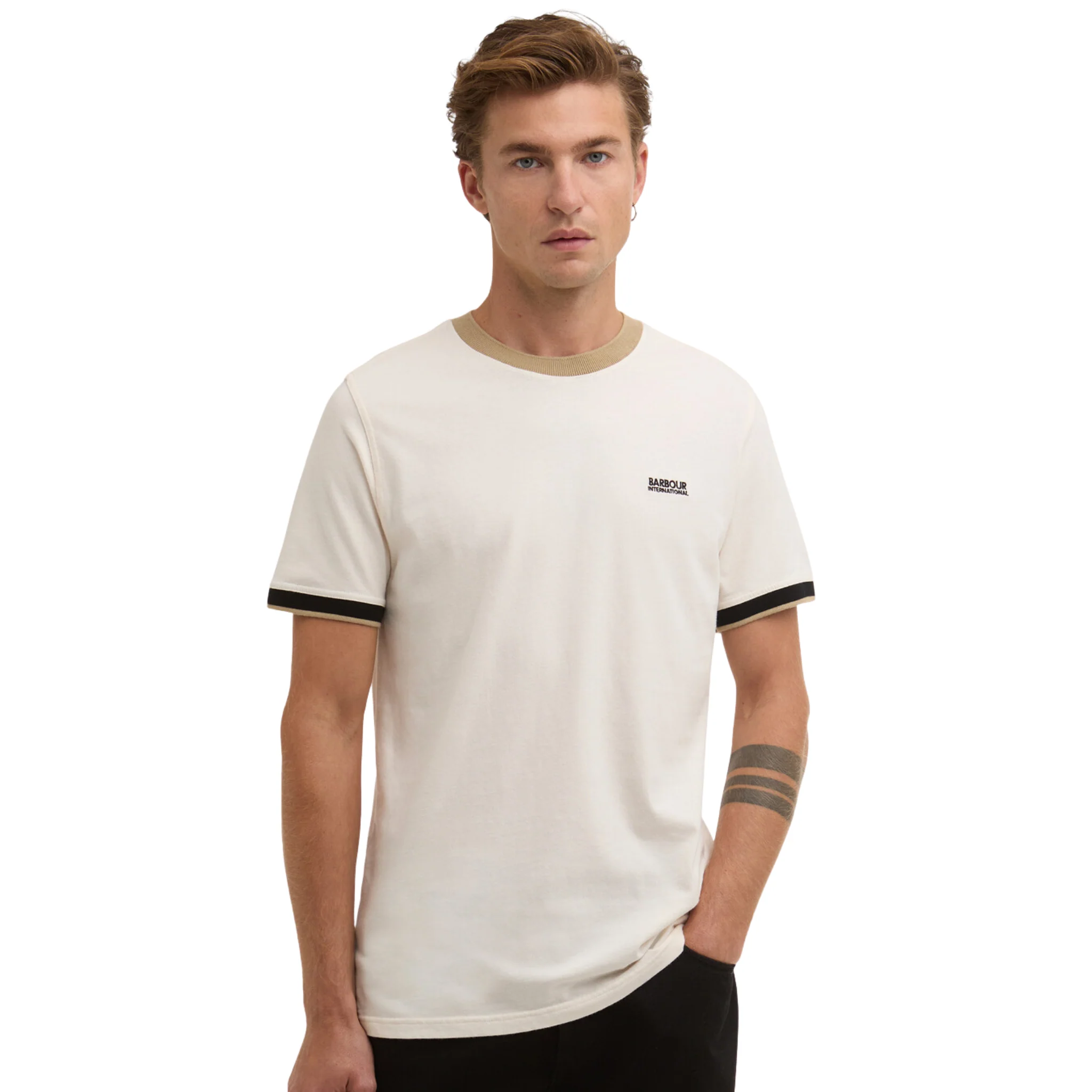 Mens Barbour International Whisper White Howall S/s T Shirt - Image 3