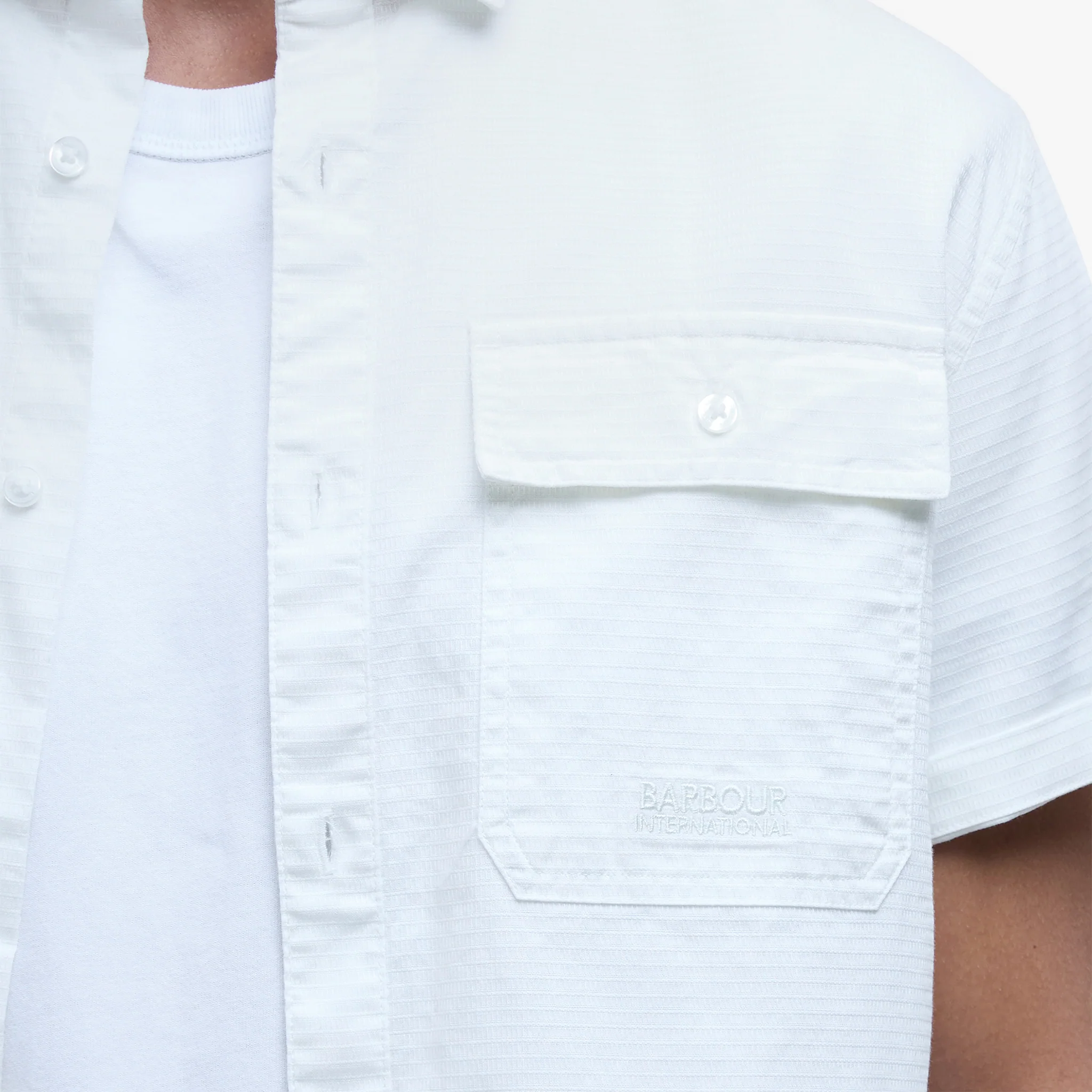 Mens Barbour International Whisper White Joshua Jacquard S/s Shirt - Image 3