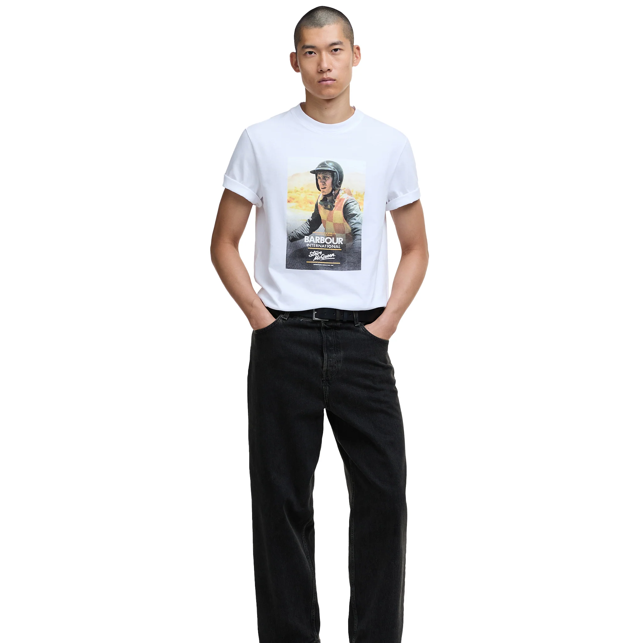 Mens Barbour International Whisper White Nicholl SMQ Graphic S/s T Shirt - Image 2