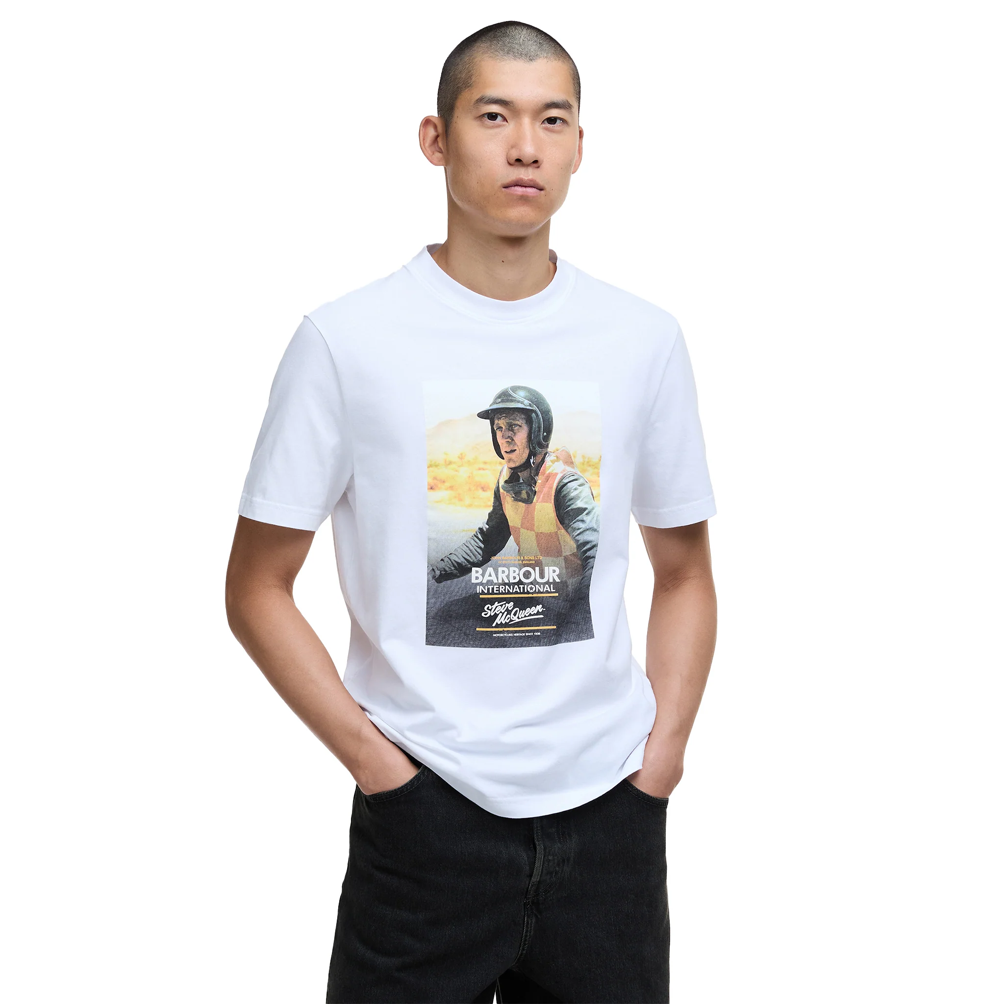 Mens Barbour International Whisper White Nicholl SMQ Graphic S/s T Shirt - Image 4