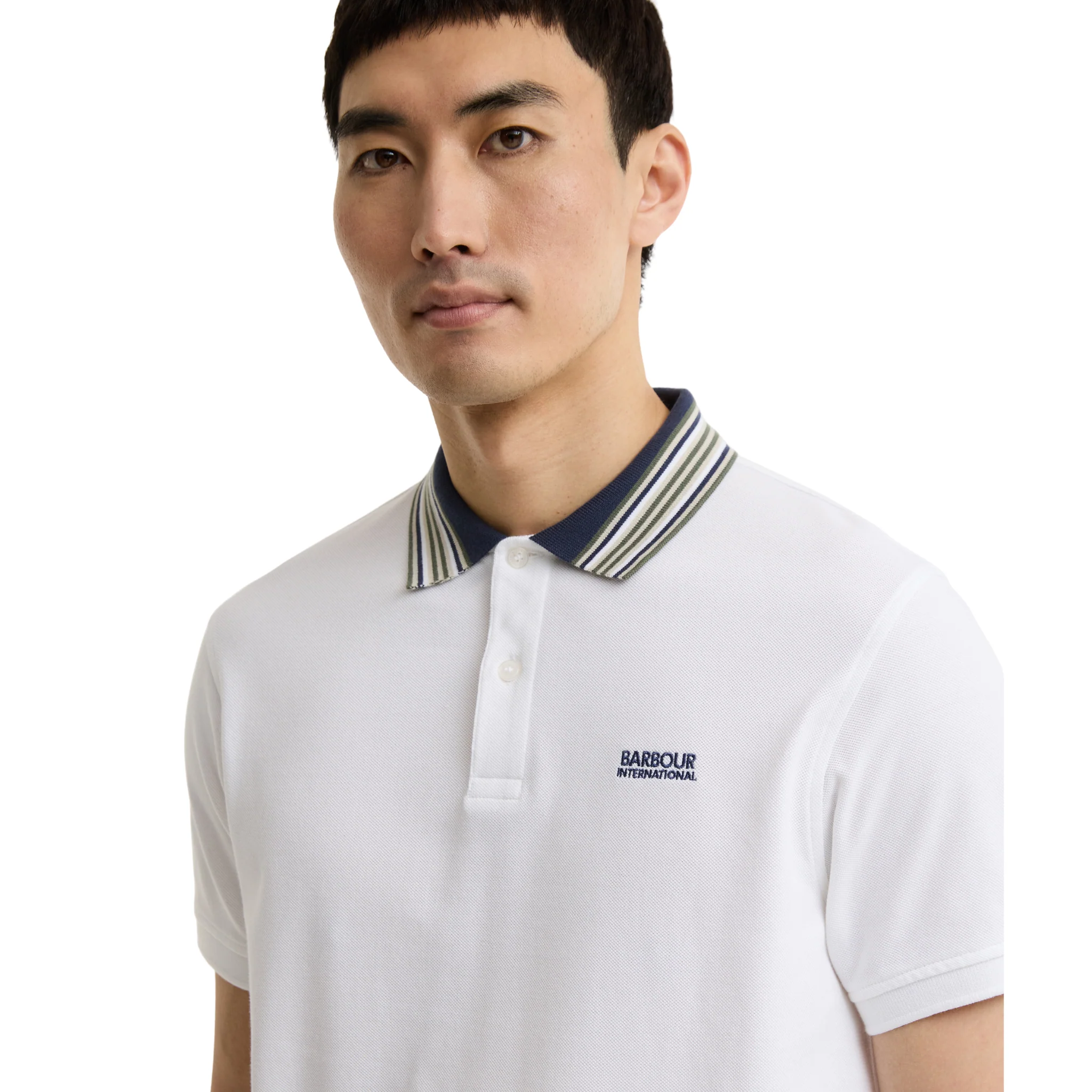 Mens Barbour International White Neville S/s Polo Shirt - Image 3