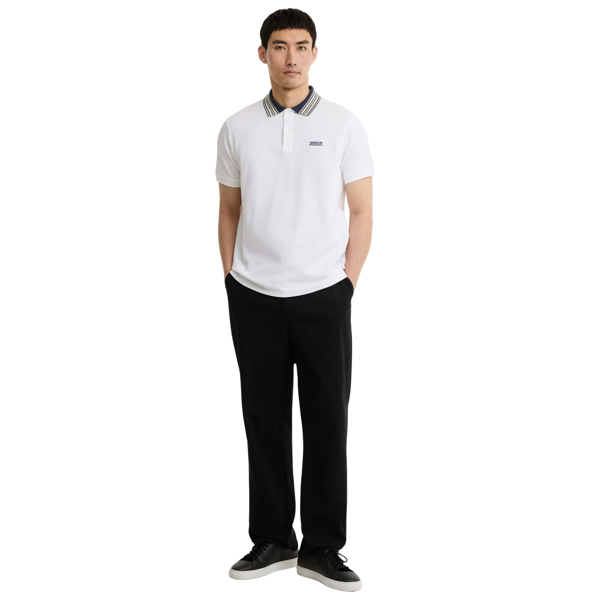 Mens Barbour International White Neville S/s Polo Shirt - Image 5