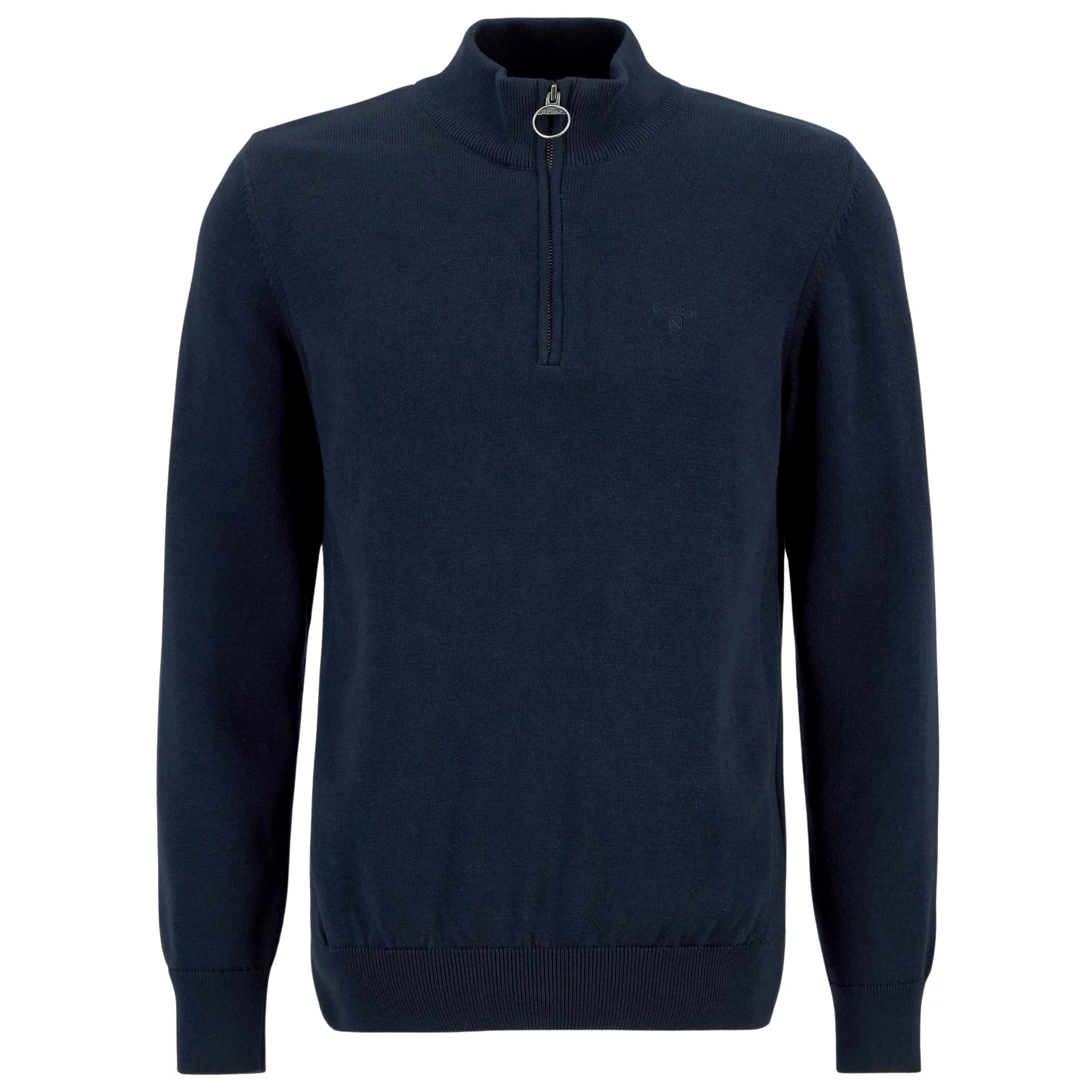 Mens Barbour Navy Cotton Half Zip Knitted Jumper - Image 2