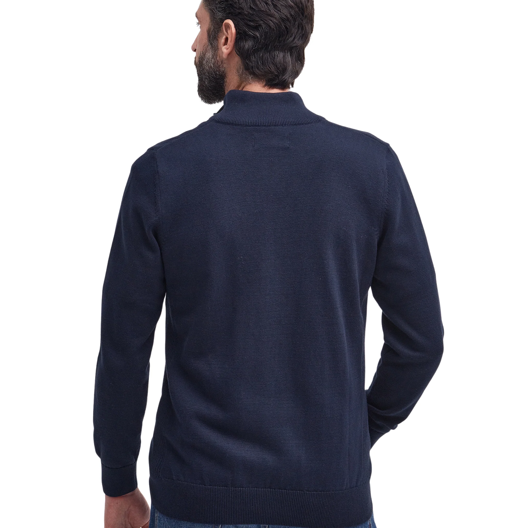 Mens Barbour Navy Cotton Half Zip Knitted Jumper - Image 4