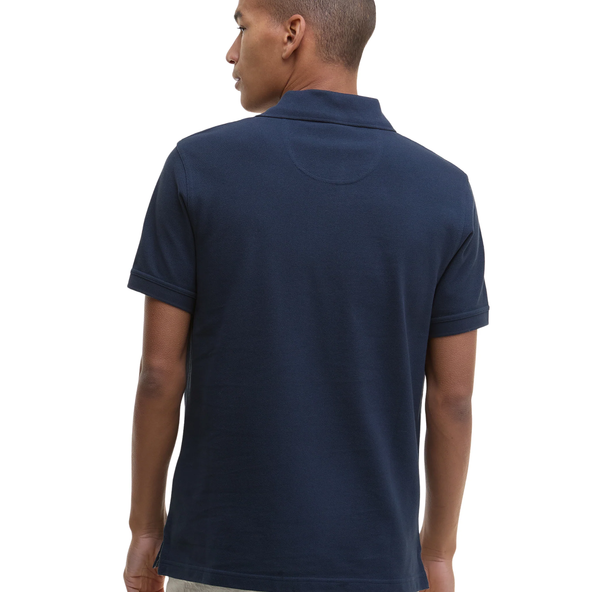 Mens Barbour New Navy Tartan Pique S/s Polo Shirt - Image 4