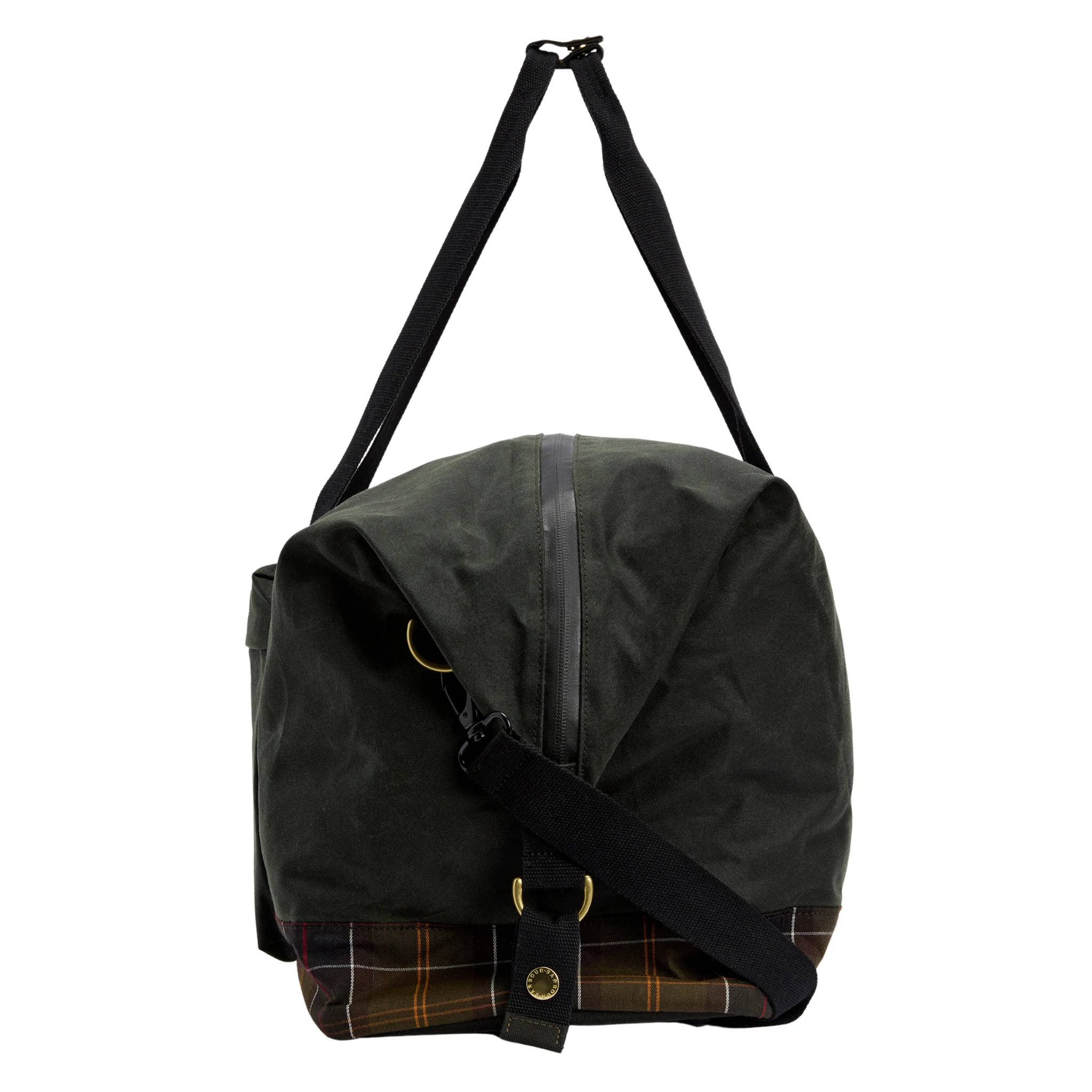 Mens Barbour Sage/Classic Tartan Field Wax Holdall - Image 3