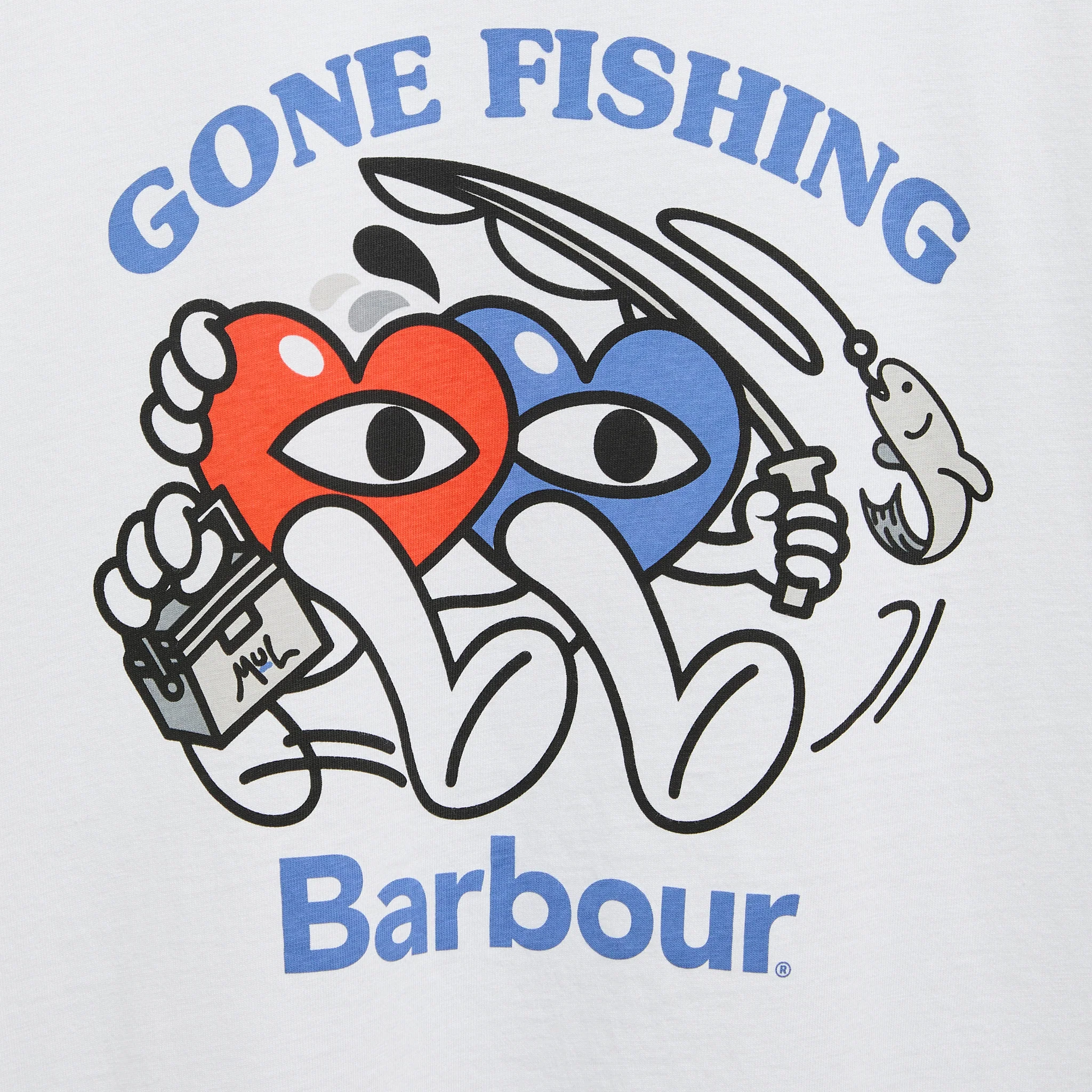 Mens Barbour x Mul White Fishing S/s T Shirt - Image 2