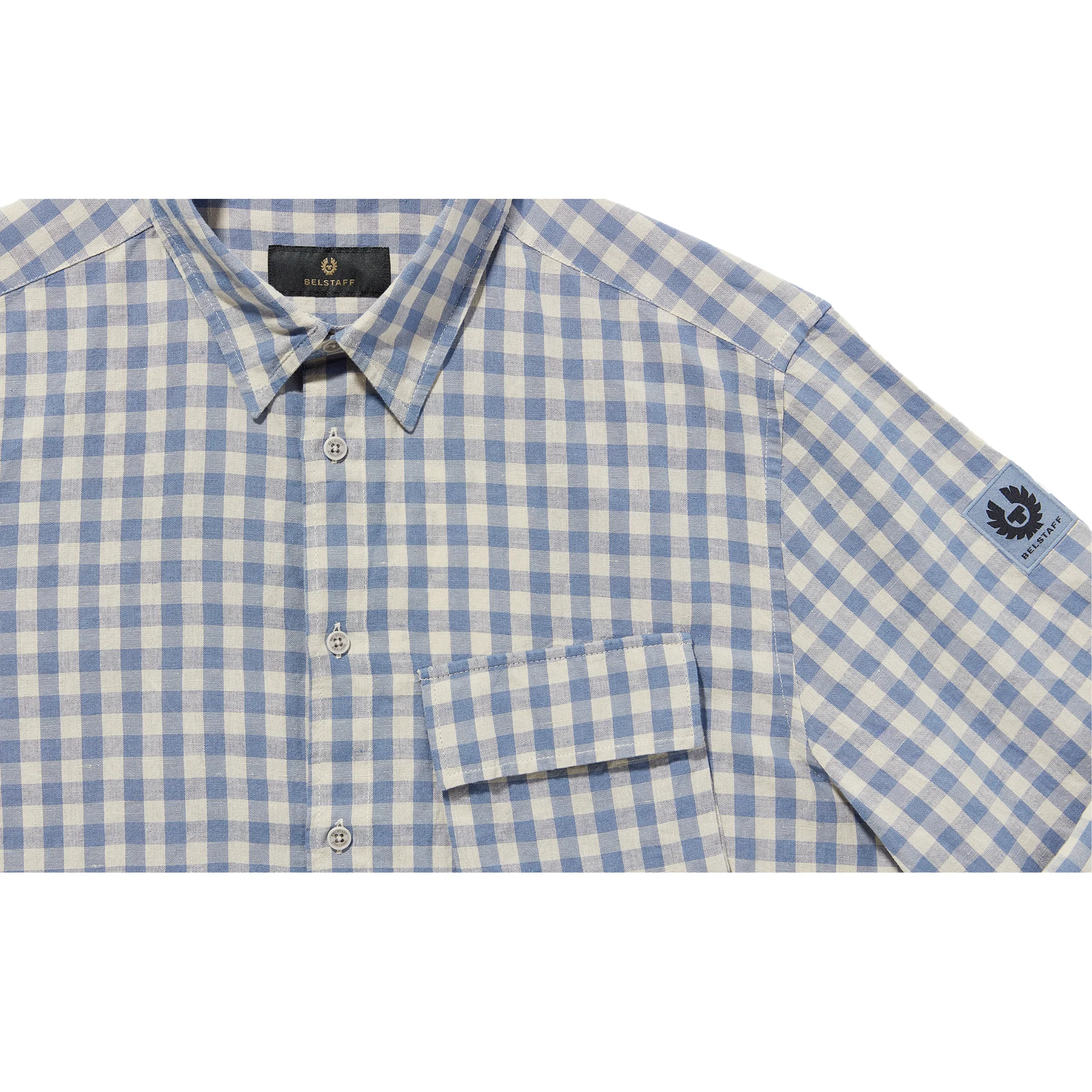 Mens Belstaff Blue Flint/Stone Scale Check L/s Shirt - Image 2