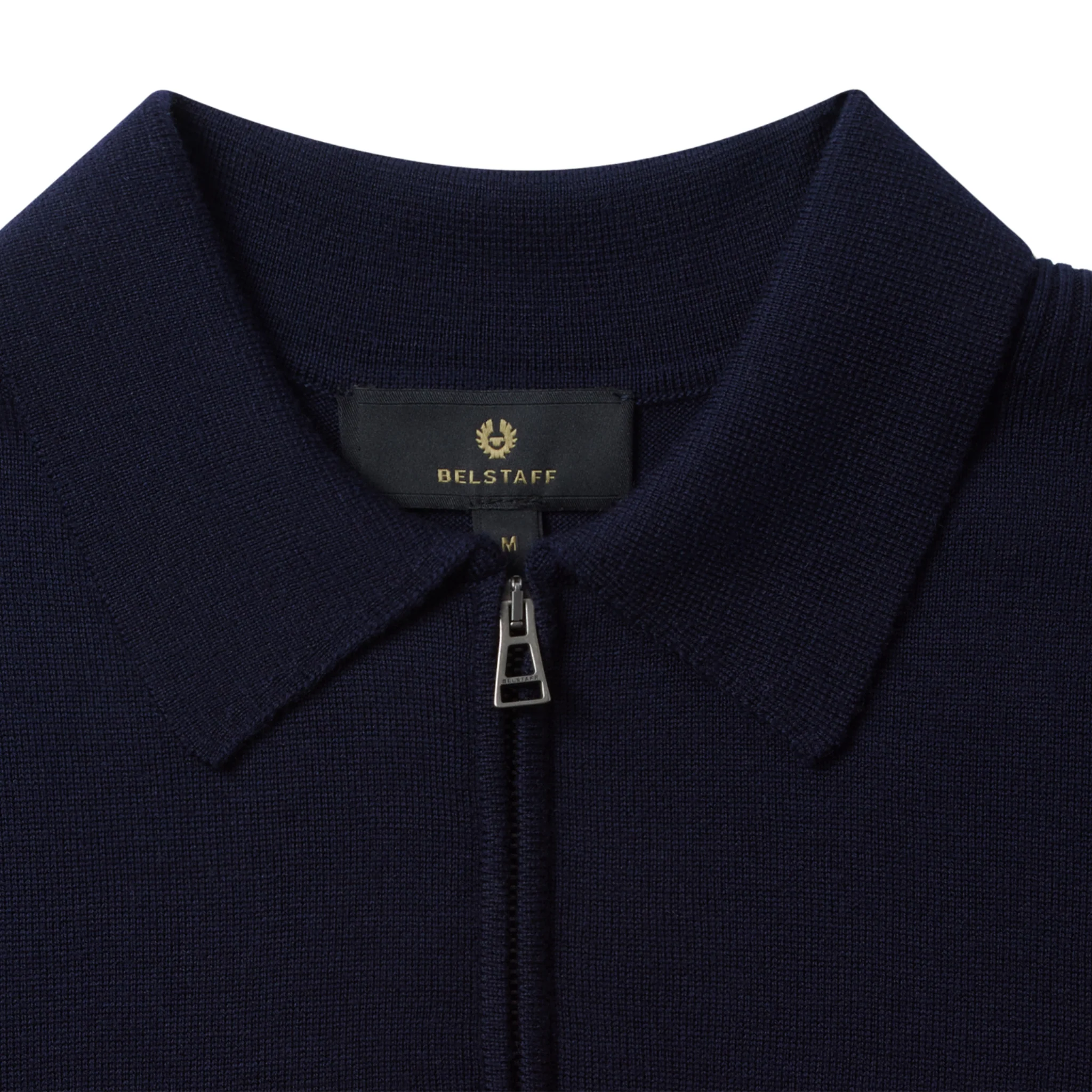 Mens Belstaff Dark Ink Kyle Merino Wool Zip L/s Polo Shirt - Image 2