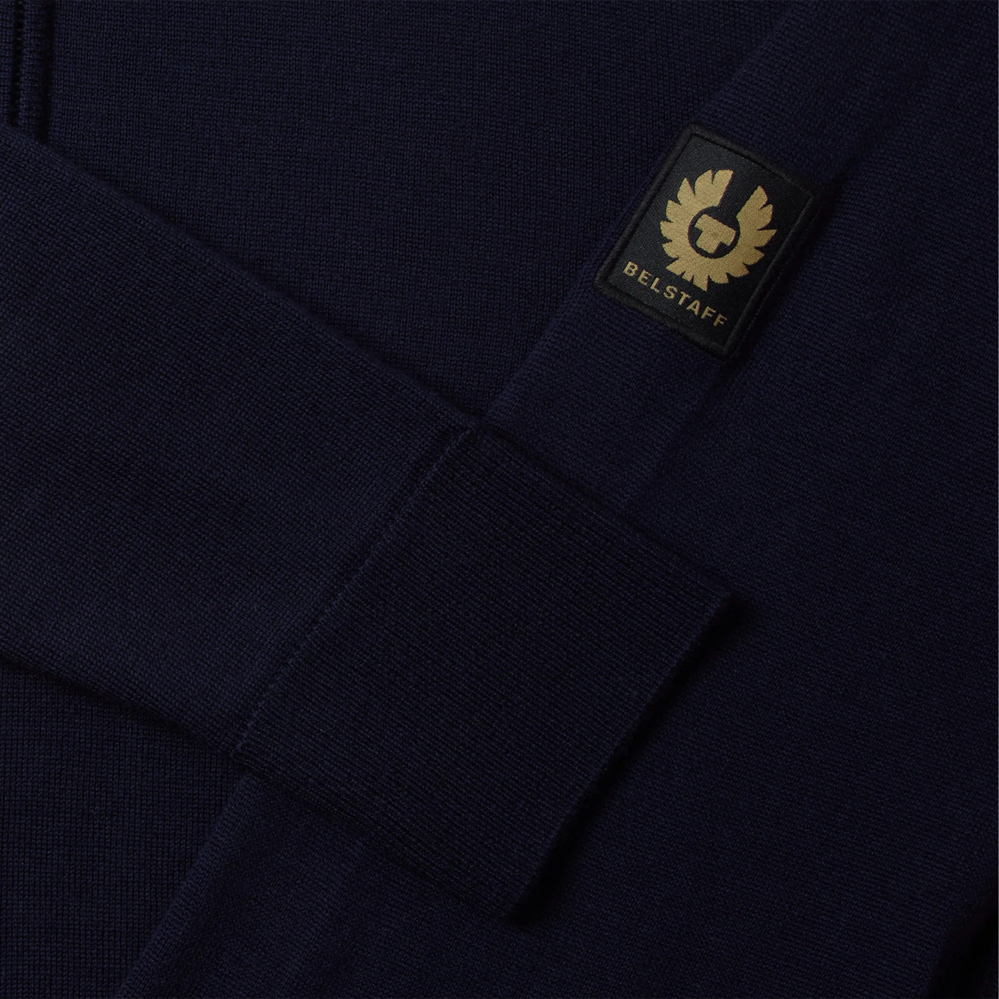 Mens Belstaff Dark Ink Kyle Merino Wool Zip L/s Polo Shirt - Image 3