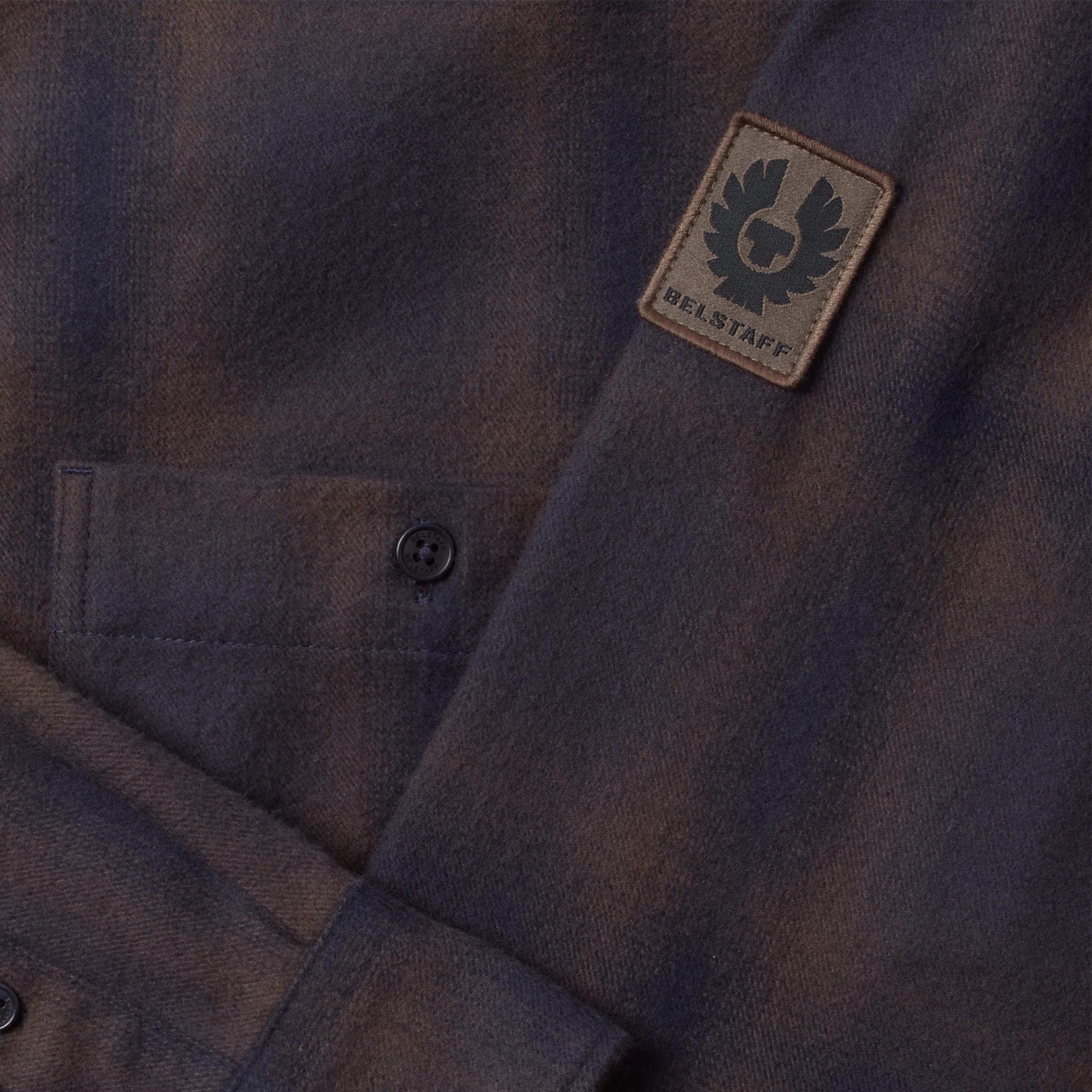 Mens Belstaff Major Brown Multi Outpost Flannel L/s Shirt - Image 2