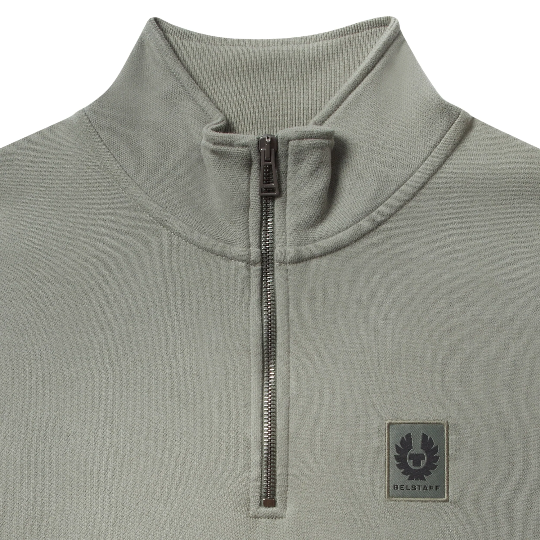 Mens Belstaff Sage Green Half Zip Sweatshirt - Image 2