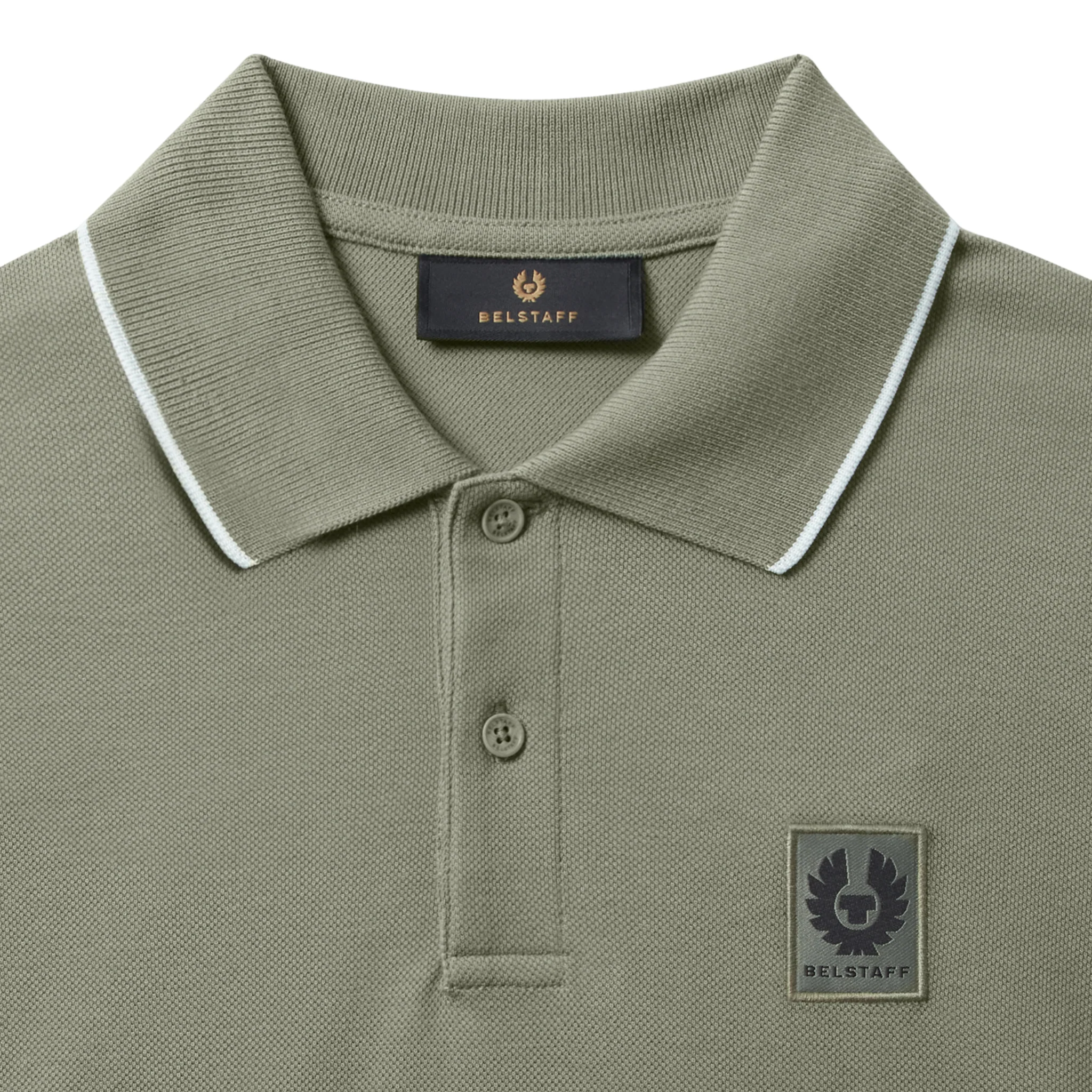 Mens Belstaff Sage Green Tipped S/s Polo Shirt - Image 2